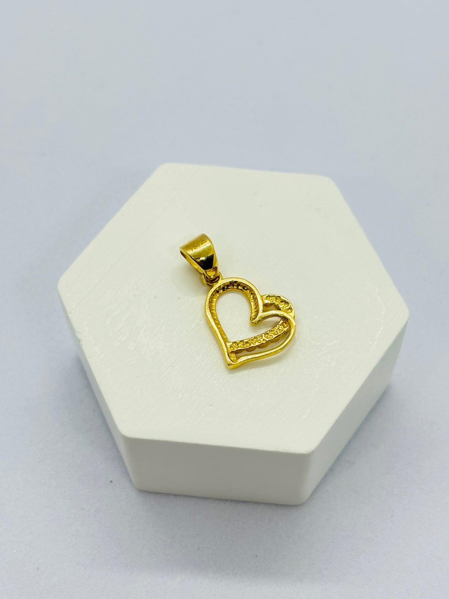 18K Gold Double Heart Pendant