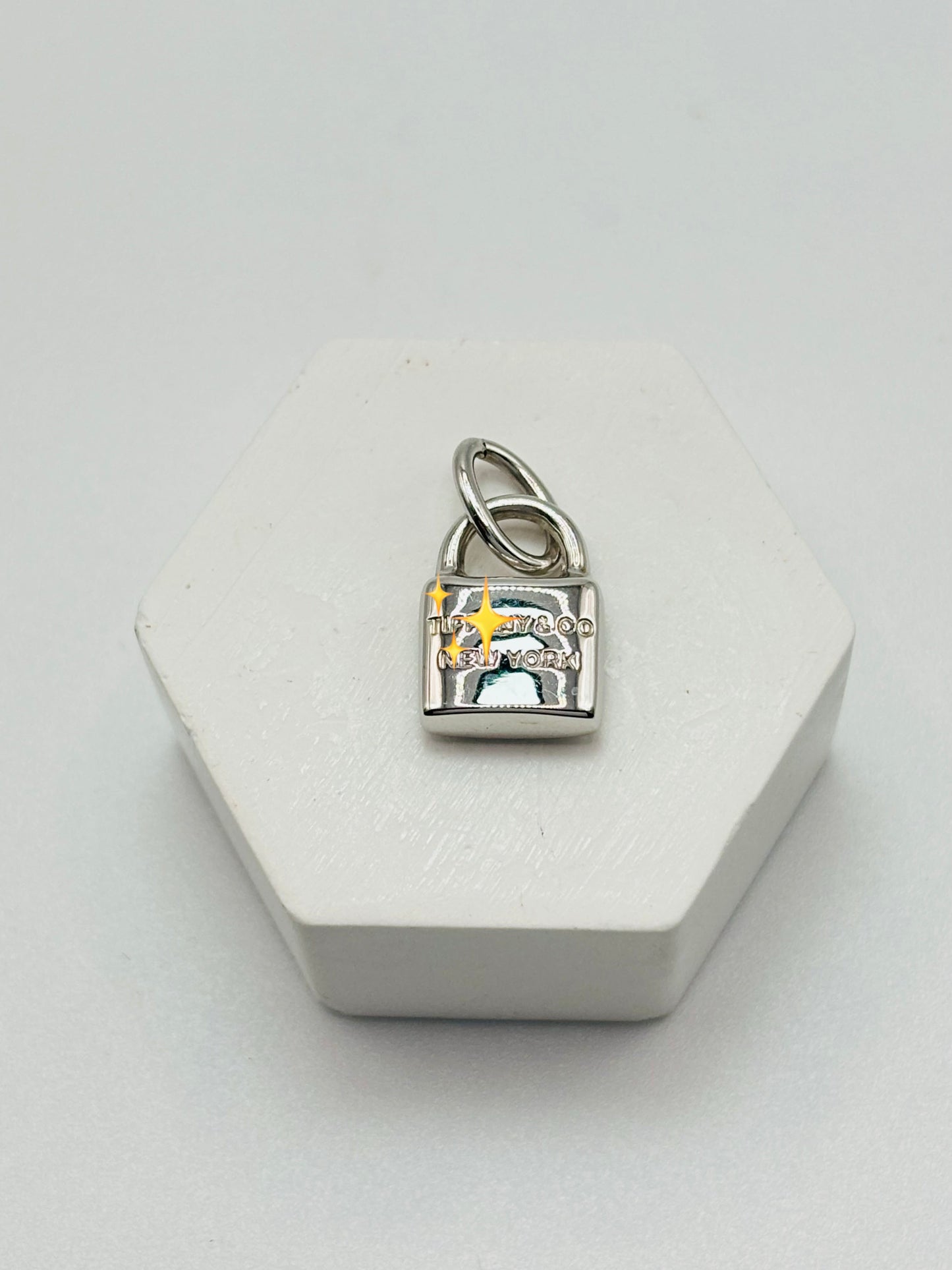 18K Gold White Gold Padlock Pendant