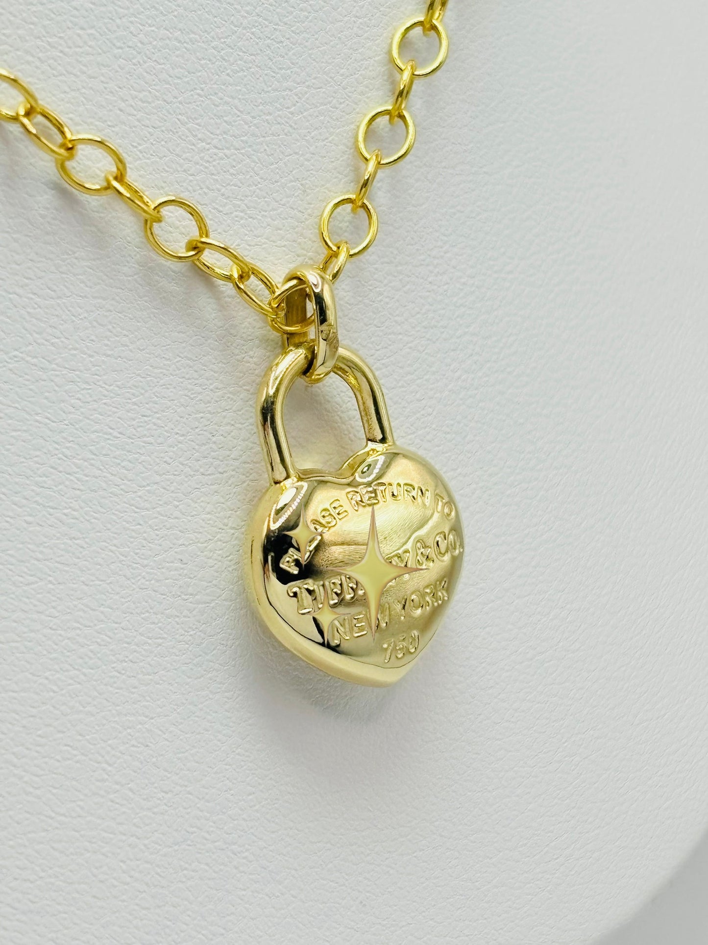 18K Gold Circle Chain with K18 Japan Gold Heart Necklace