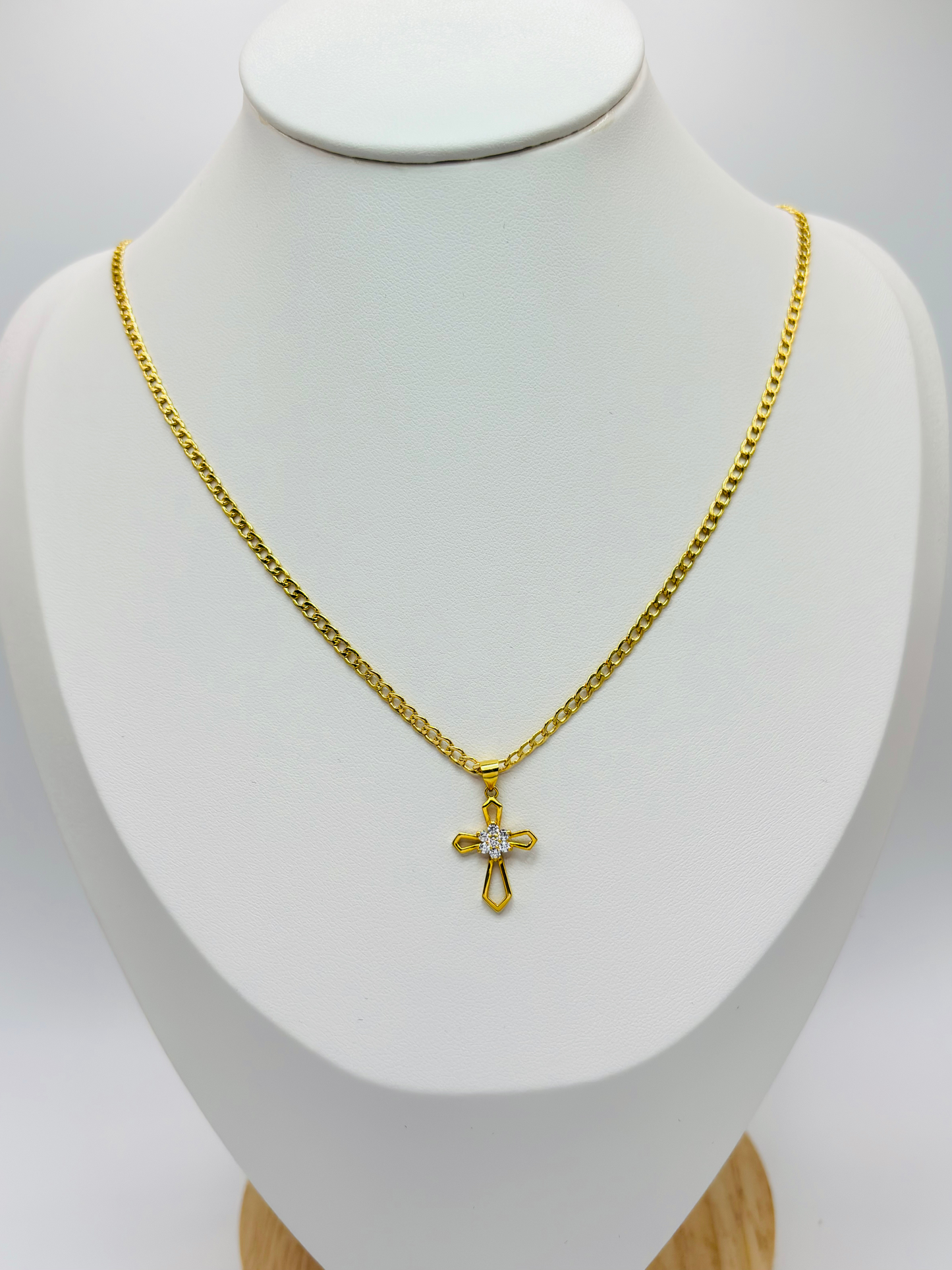 18K Gold Cross Rositas Necklace