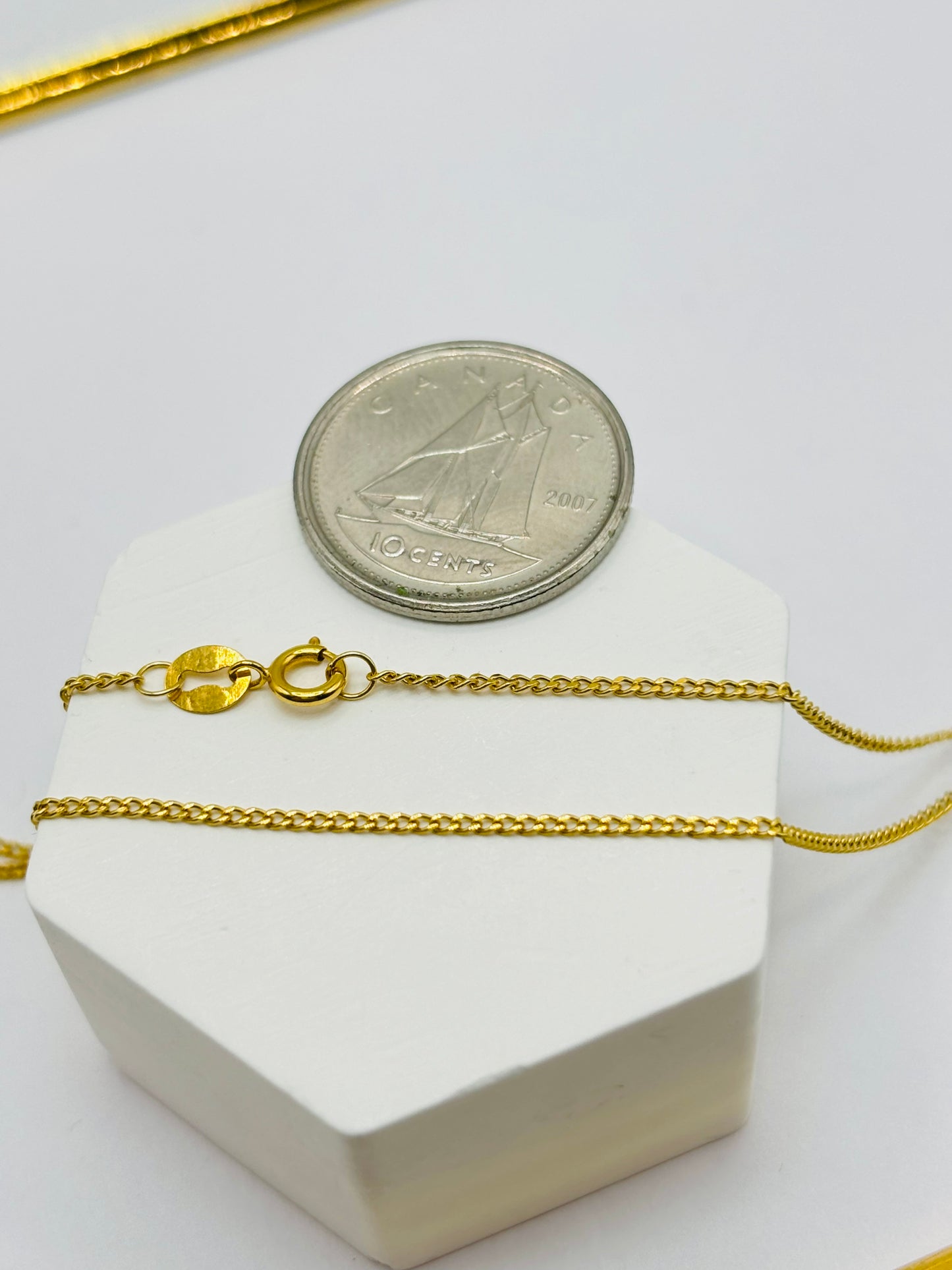 18K Gold Curb Chain with CC Moissanite Diamond Pendant Set
