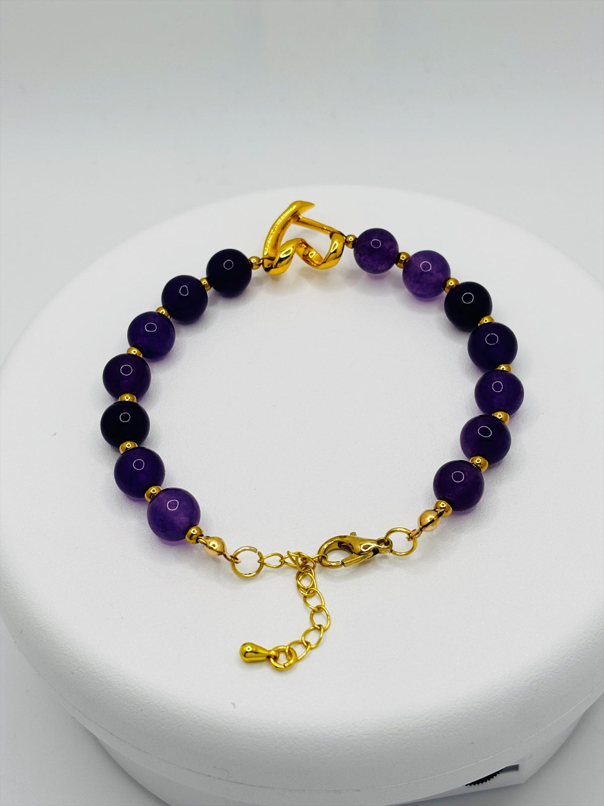 18K Gold Open Heart Amethyst Bracelet (Electroform Heart)