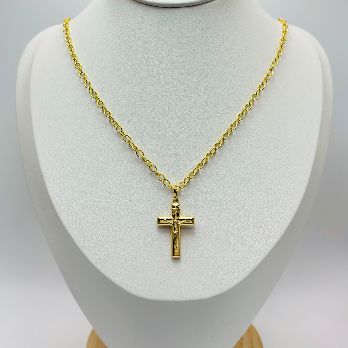 K18 Japan Cross Pendant with 18K Gold Chain