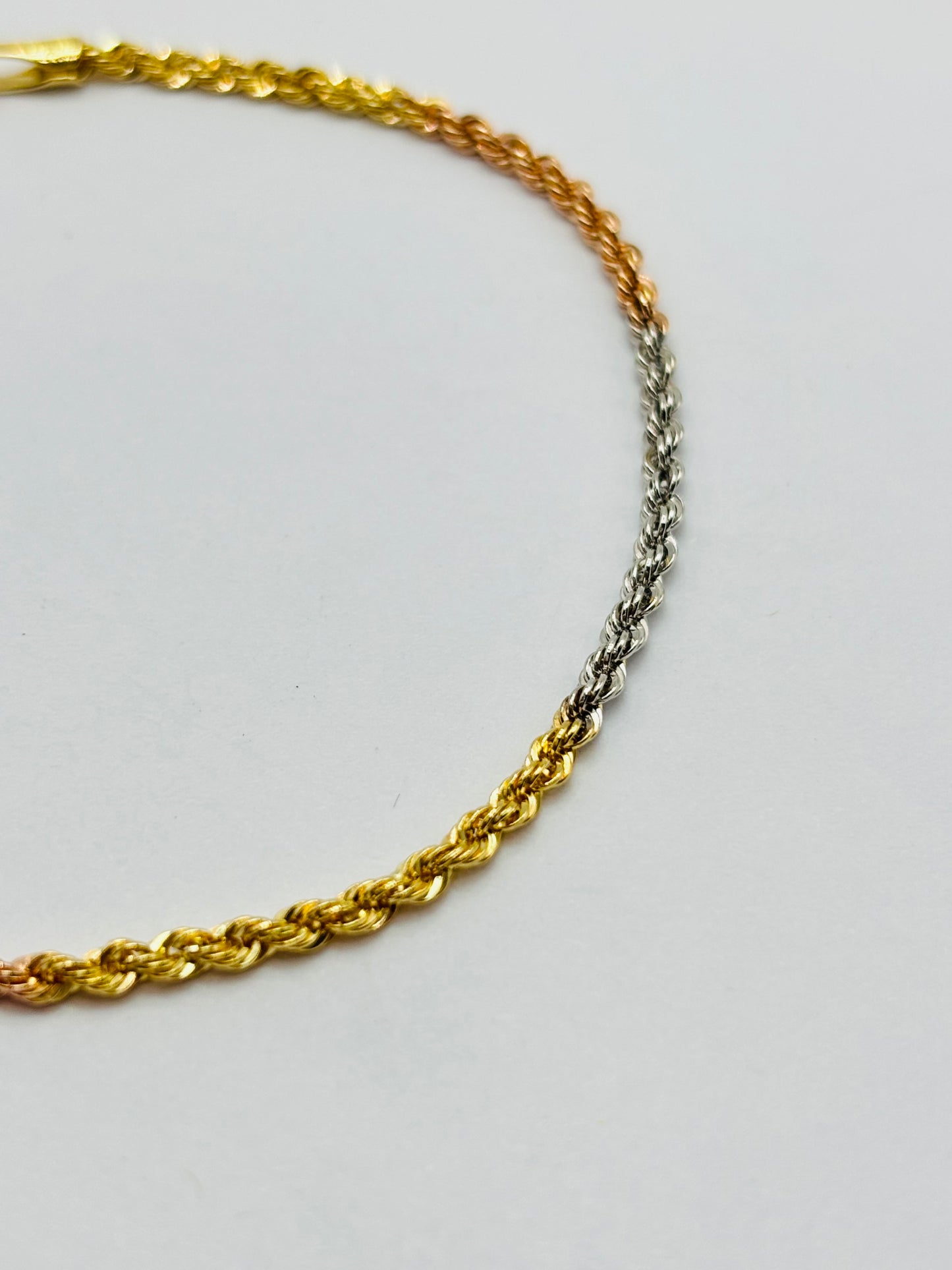 18K Gold Tri-color Rope Bracelet