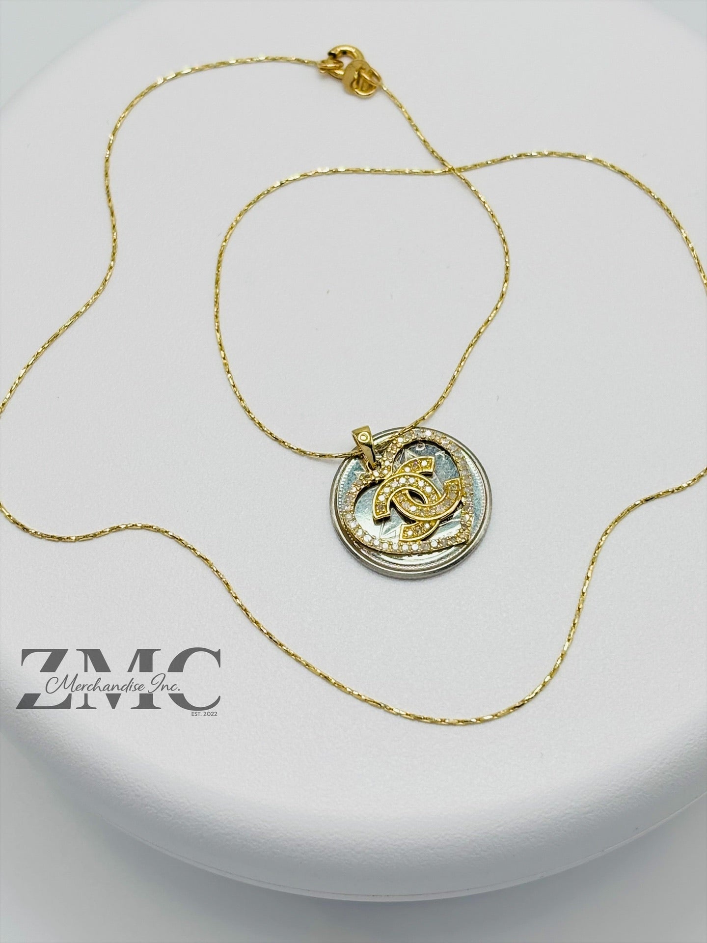 K18 Japan Gold Heart Necklace Natural Diamond