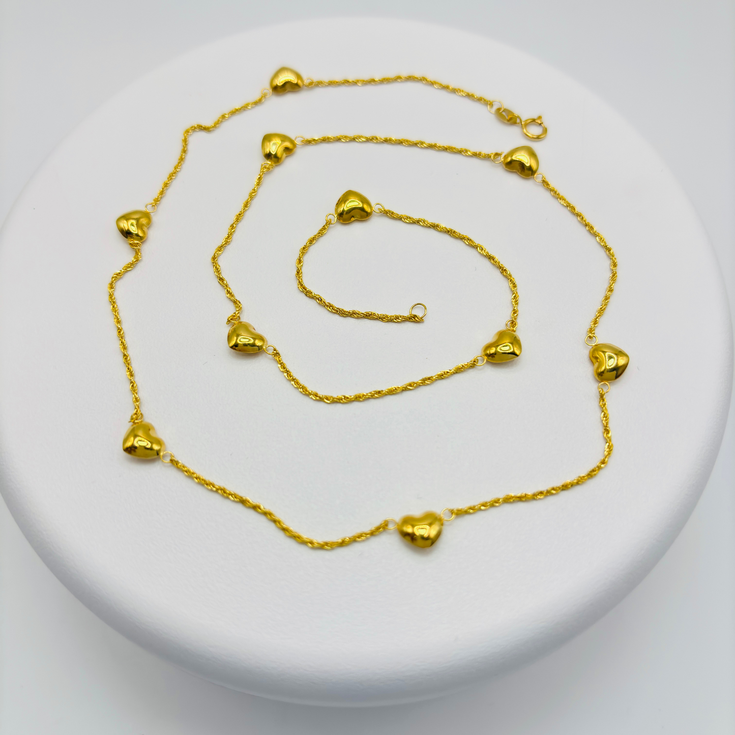 18K Gold Rope with Attached Heart Necklace
