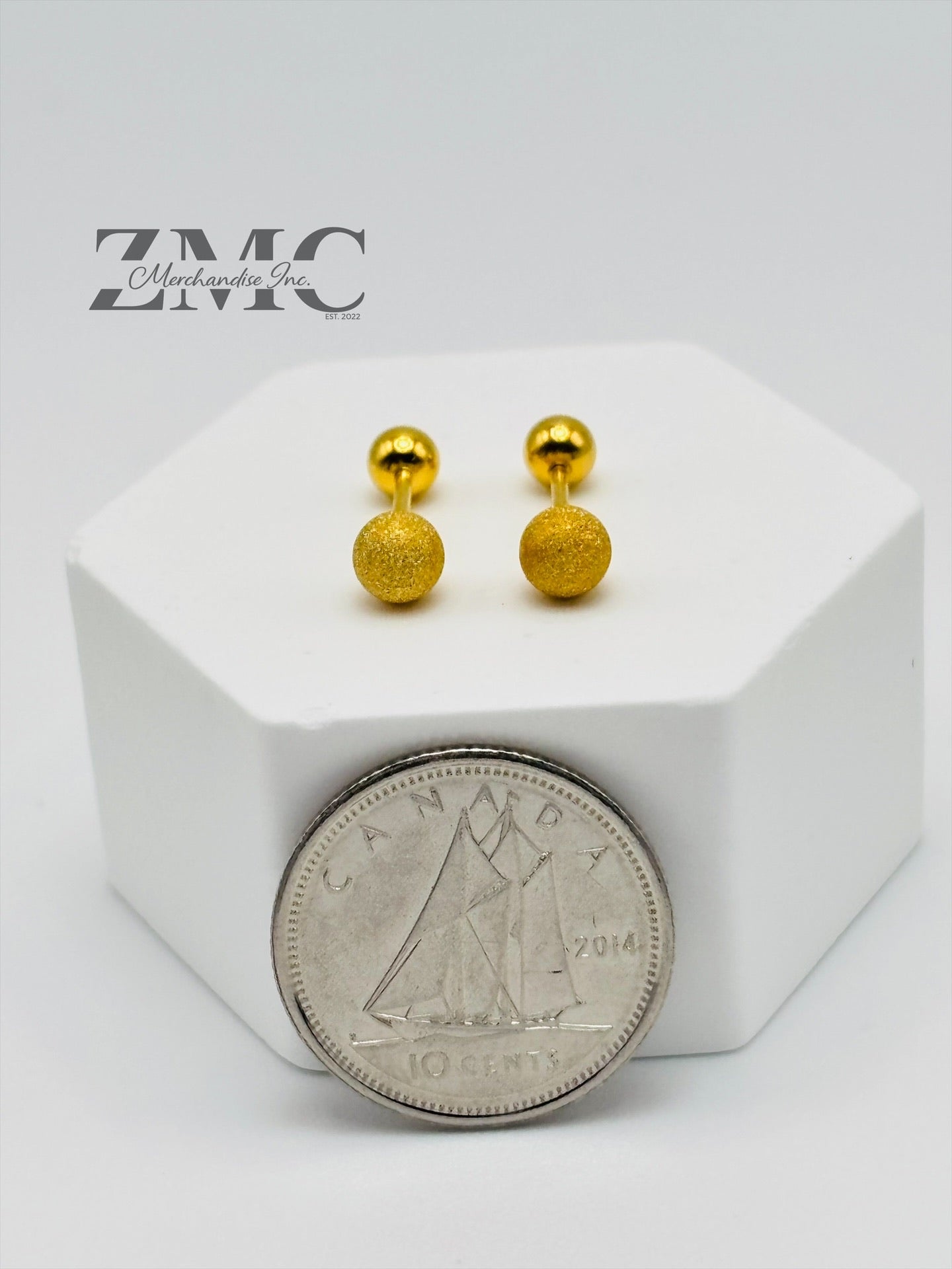 18K Gold Matte/Plain Ball Screw Earrings