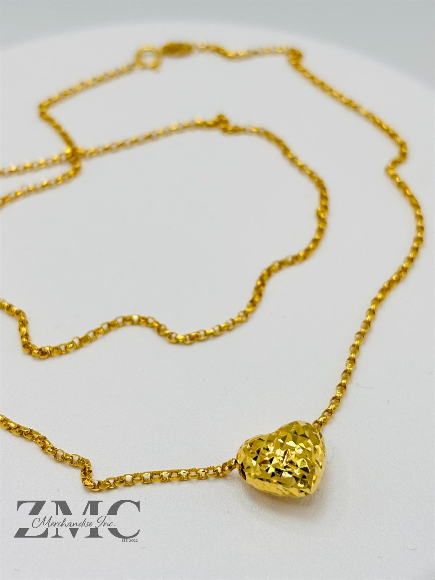 18K Gold Diamond Cut Small Ivana Heart Necklace