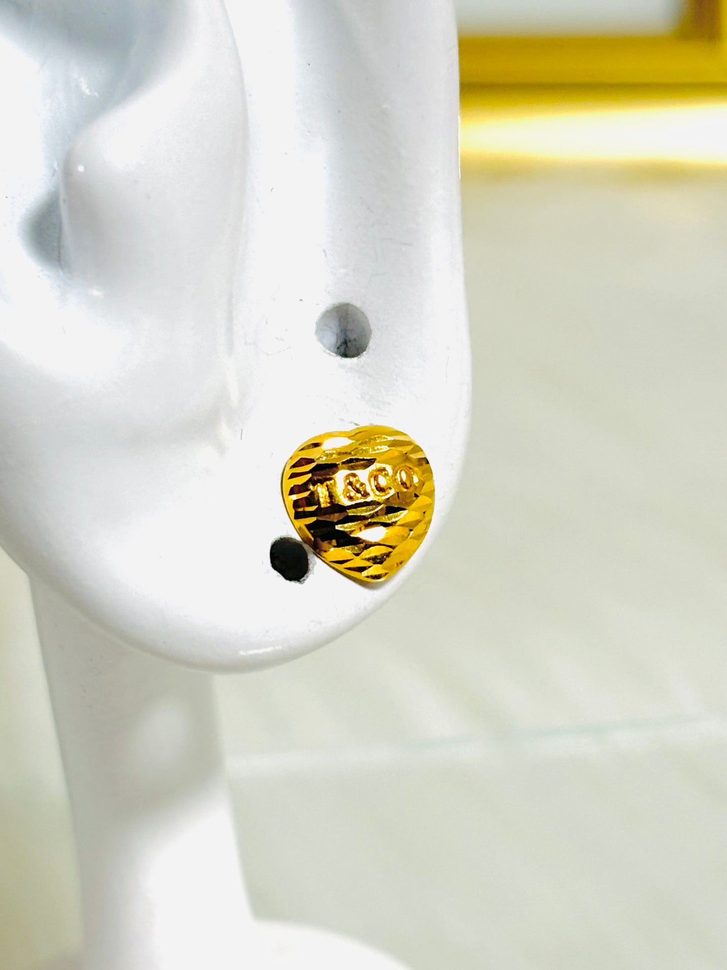 18K Gold T&C Heart Earrings and Pendant Set