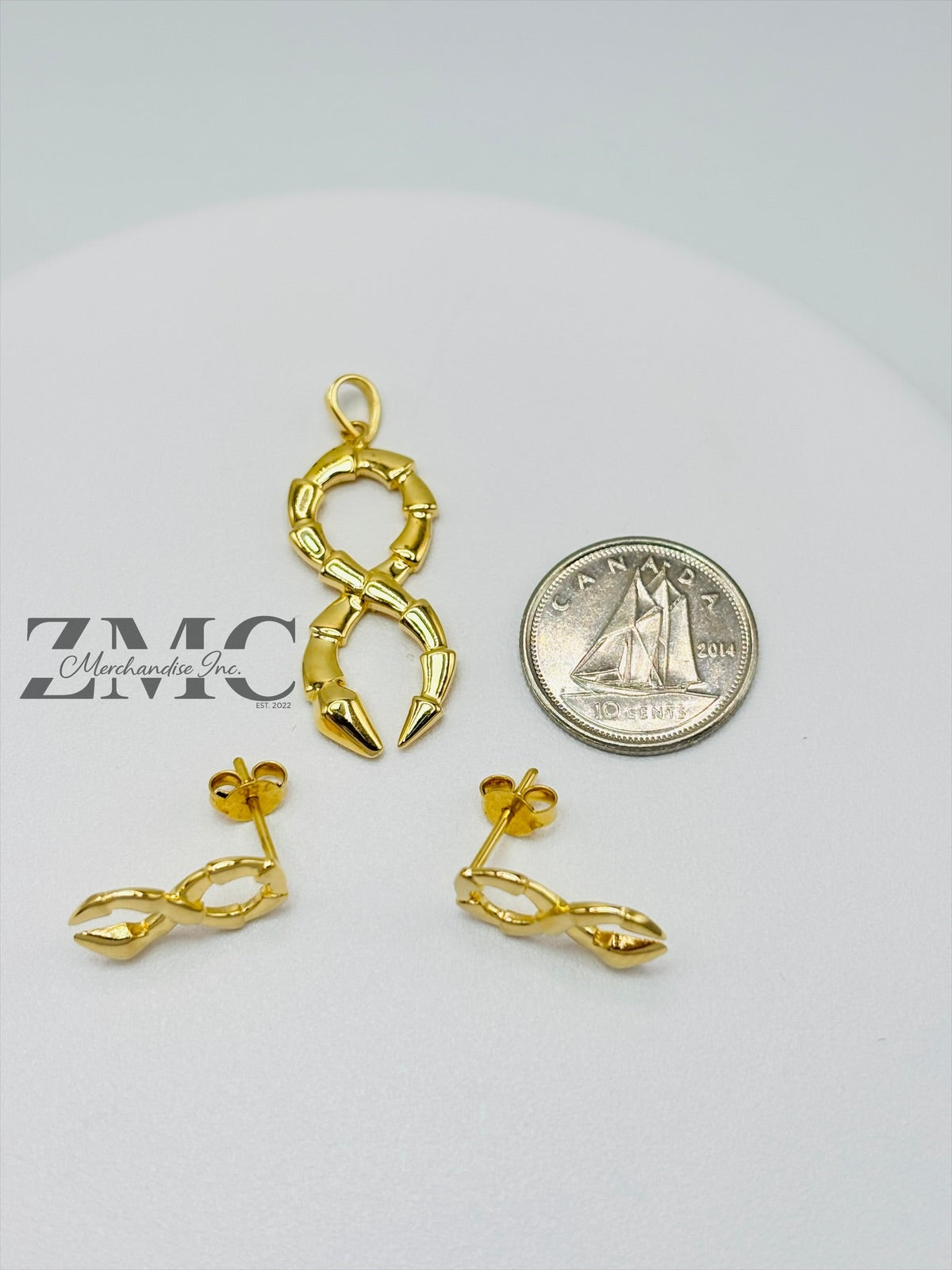 18K Gold Serpent Earrings and Pendant Set