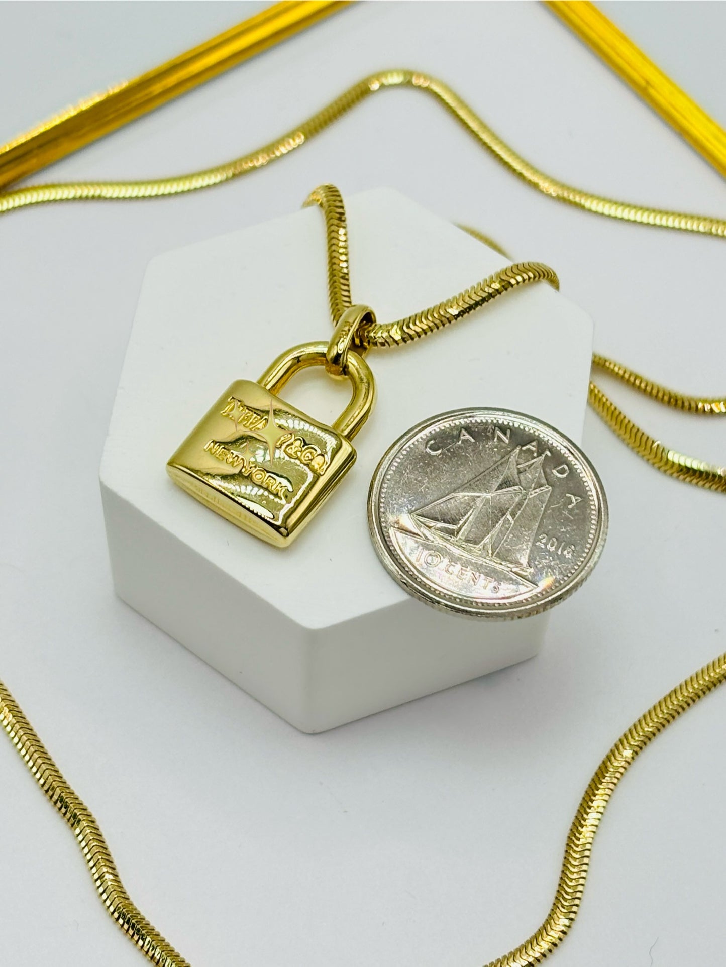 18K Gold Padlock Necklace