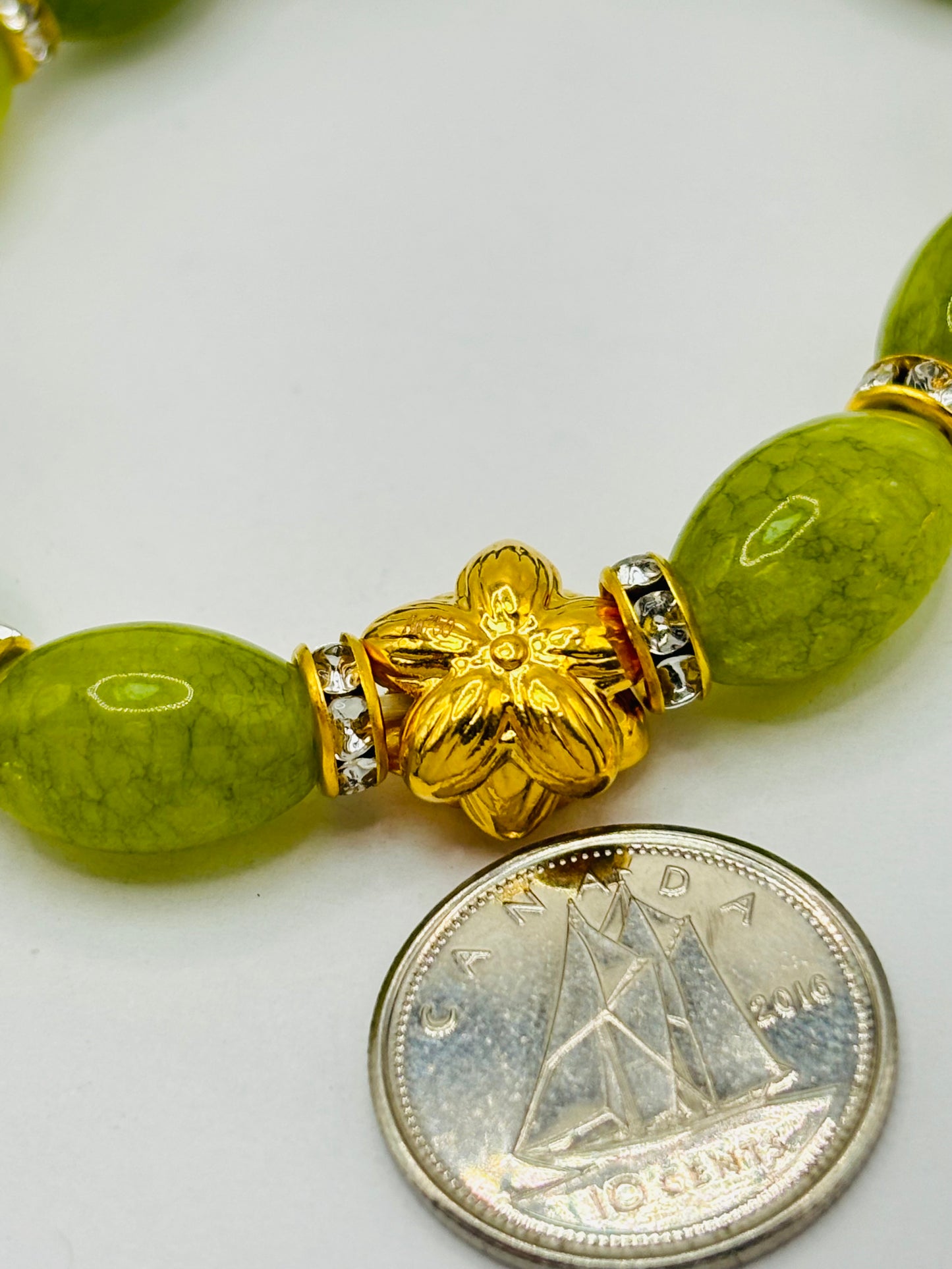 18K Gold Lucky Lotus Flower Jade Stone ( Hollow Empty Inside) Medium Size