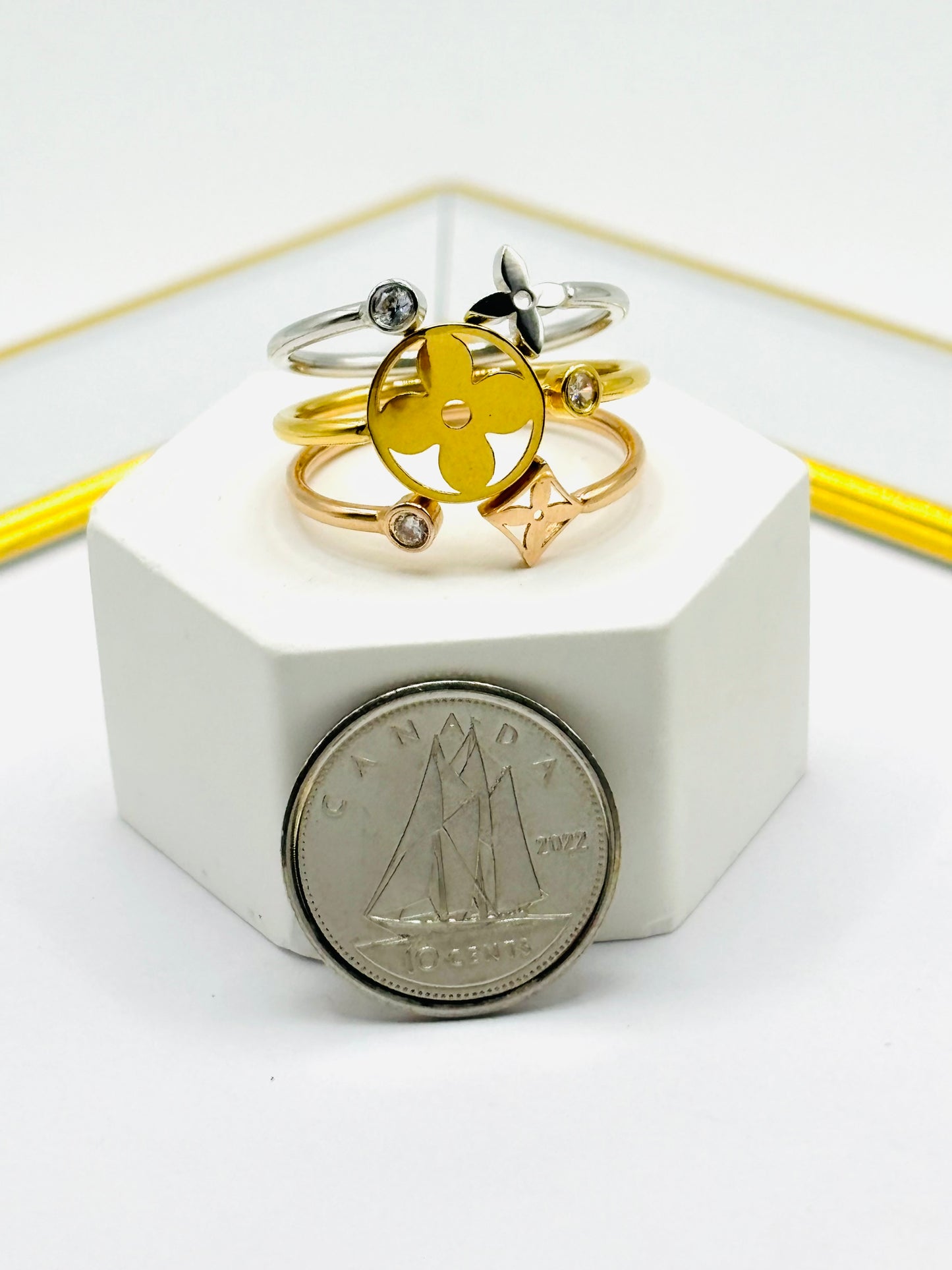 18K Gold Tri-Color Power Ring (Comfort Fit)