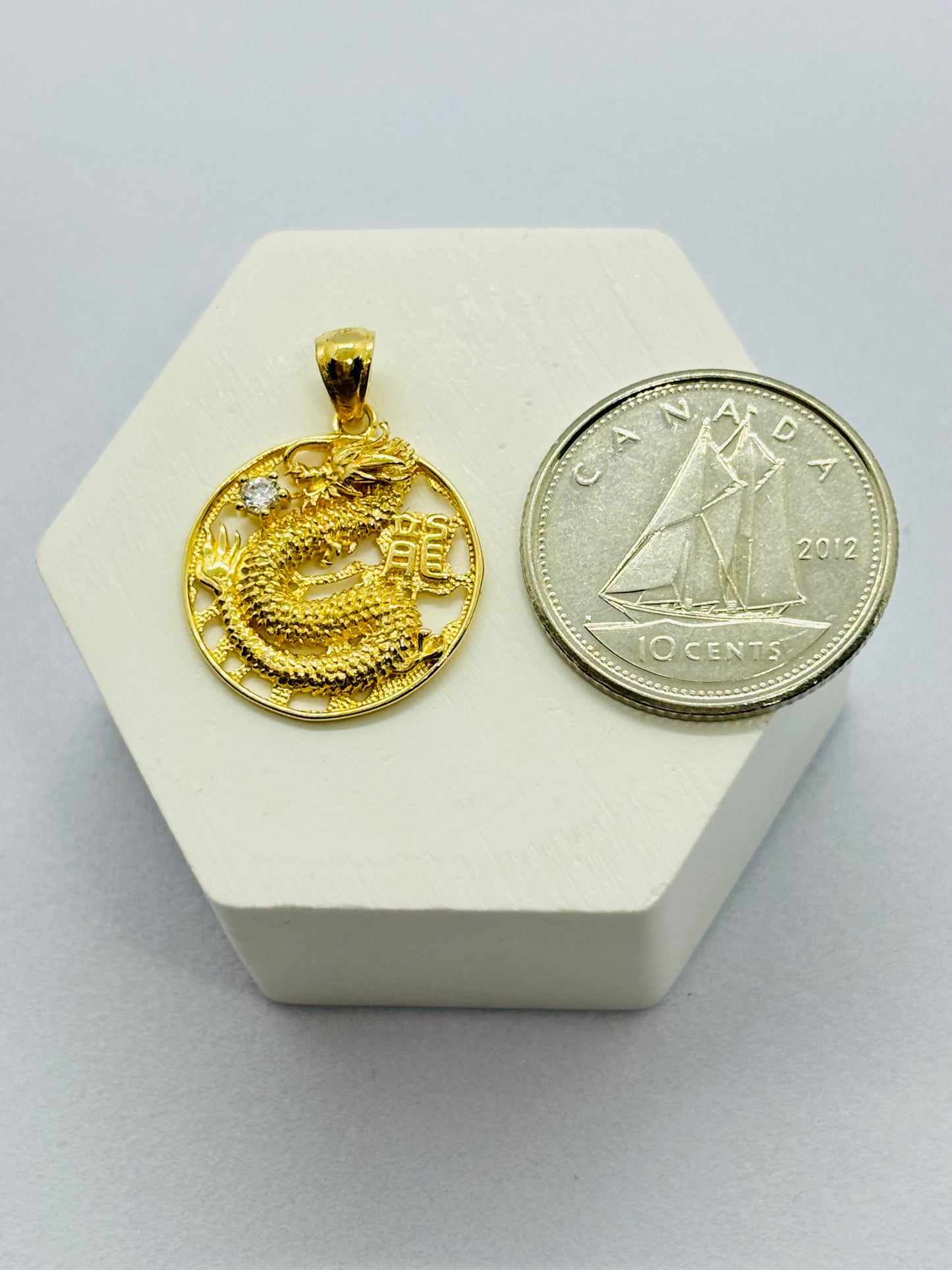 18K Gold Dragon Pendant