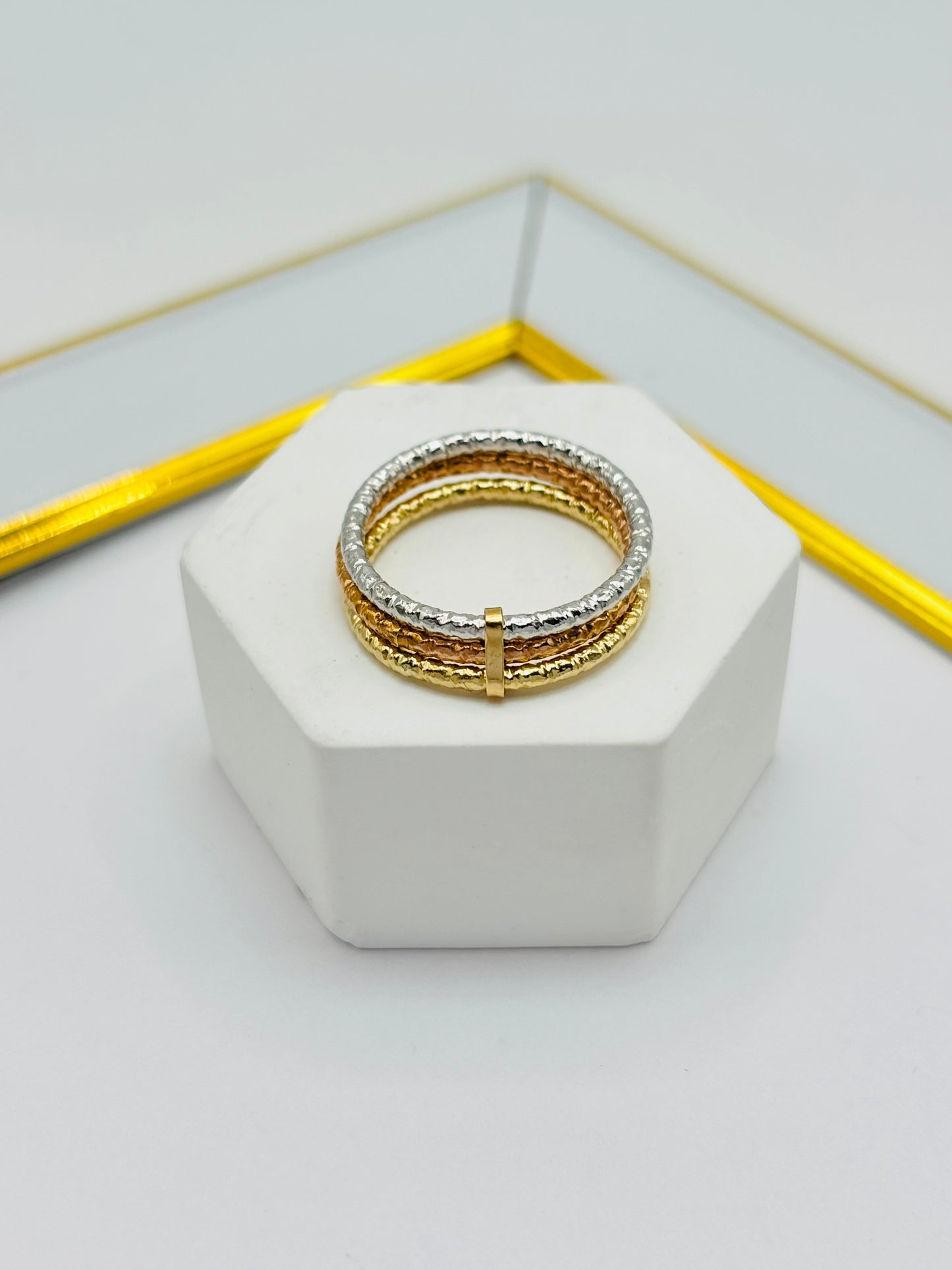 18K Gold Tri-color 3 Ring