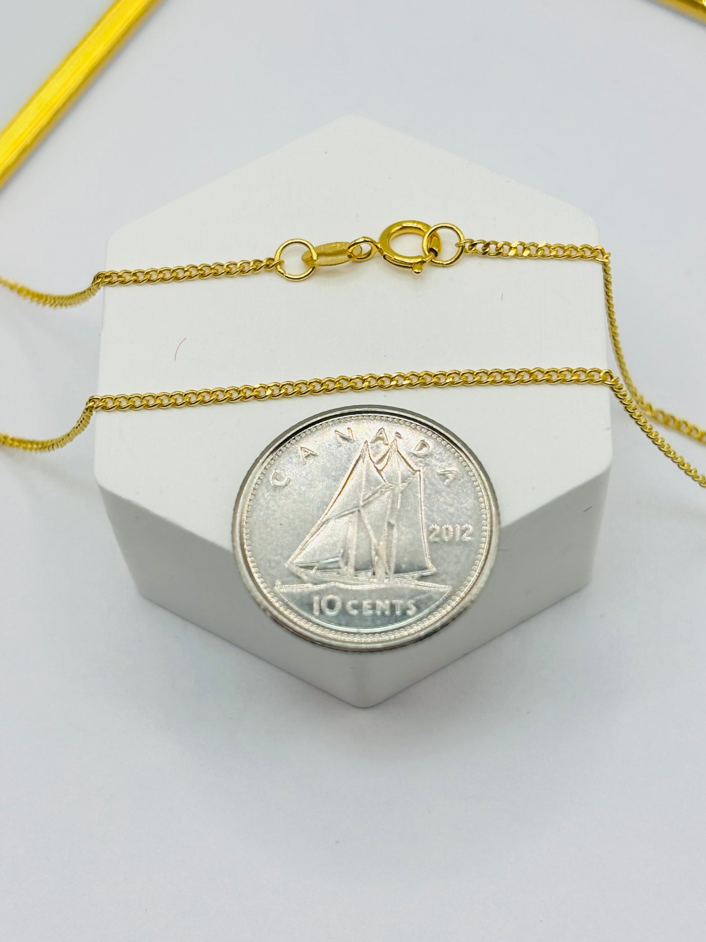 18K Gold Curb Chain with Heart Pendant Set