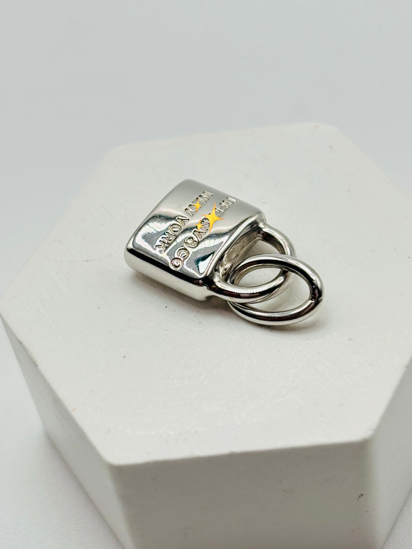 18K Gold White Gold Padlock Pendant