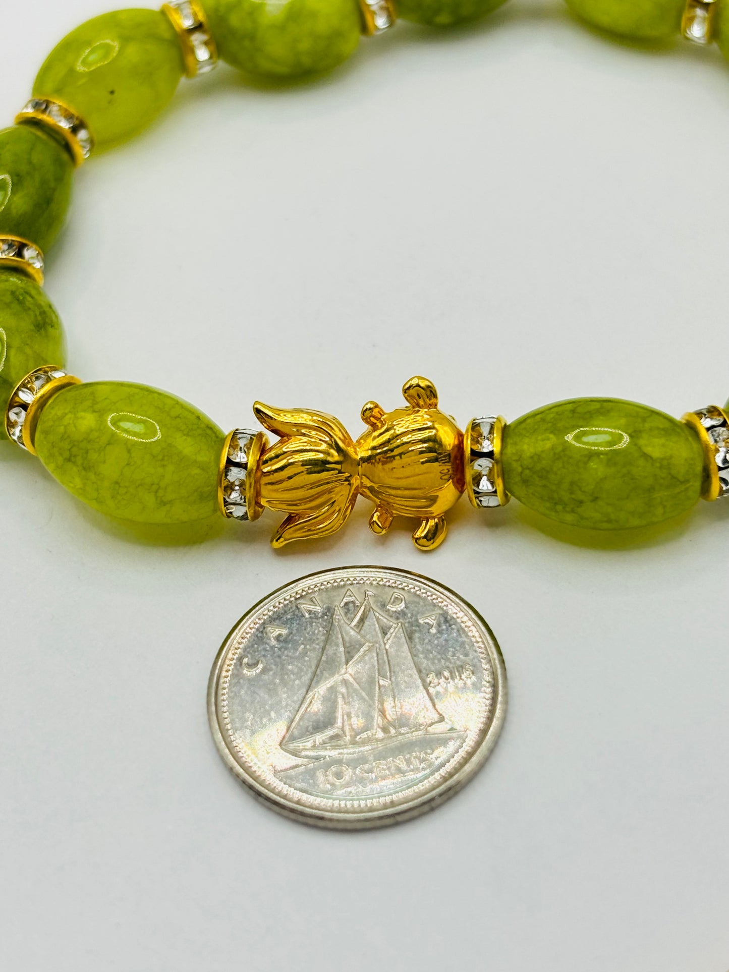 18K Gold Lucky Koi Fish Jade Stone ( Hollow Empty Inside) Medium Size
