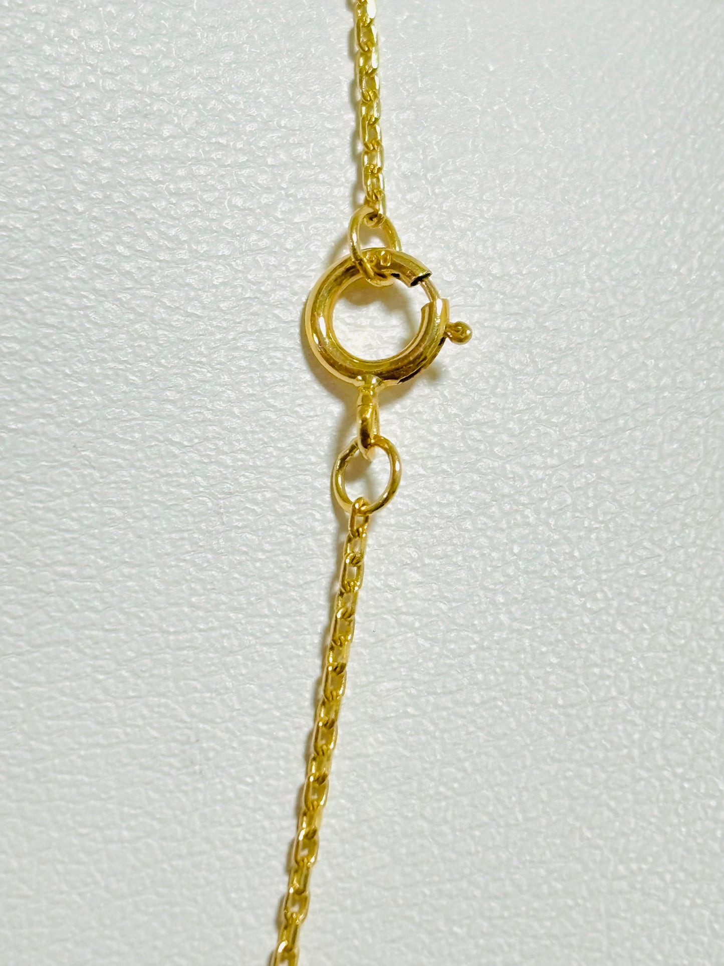 18K Gold Necklace with Attached Pendant Cross and Mama Mary