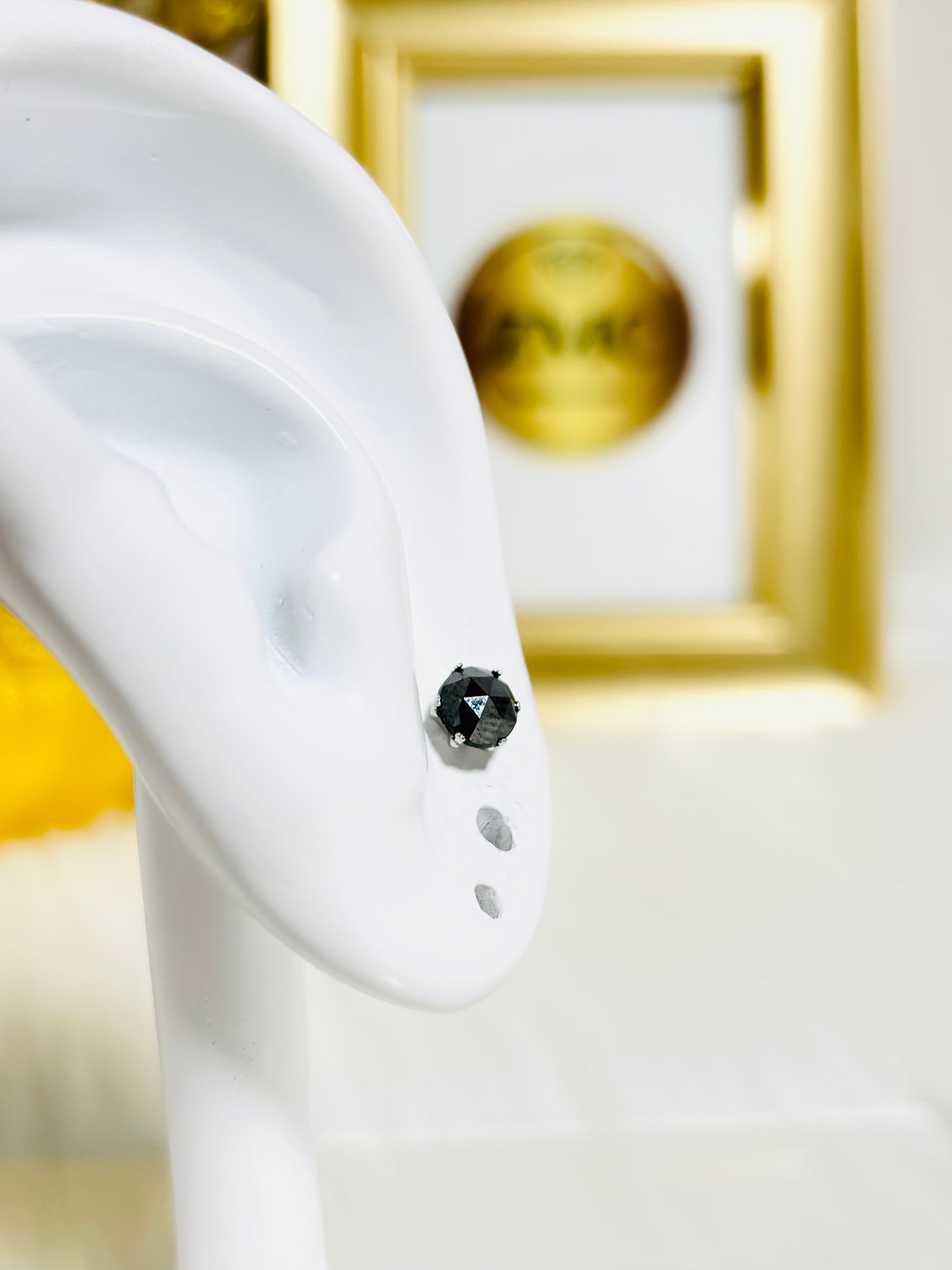 K18 Japan Platinum 1 total carat Natural Black Diamond Earrings