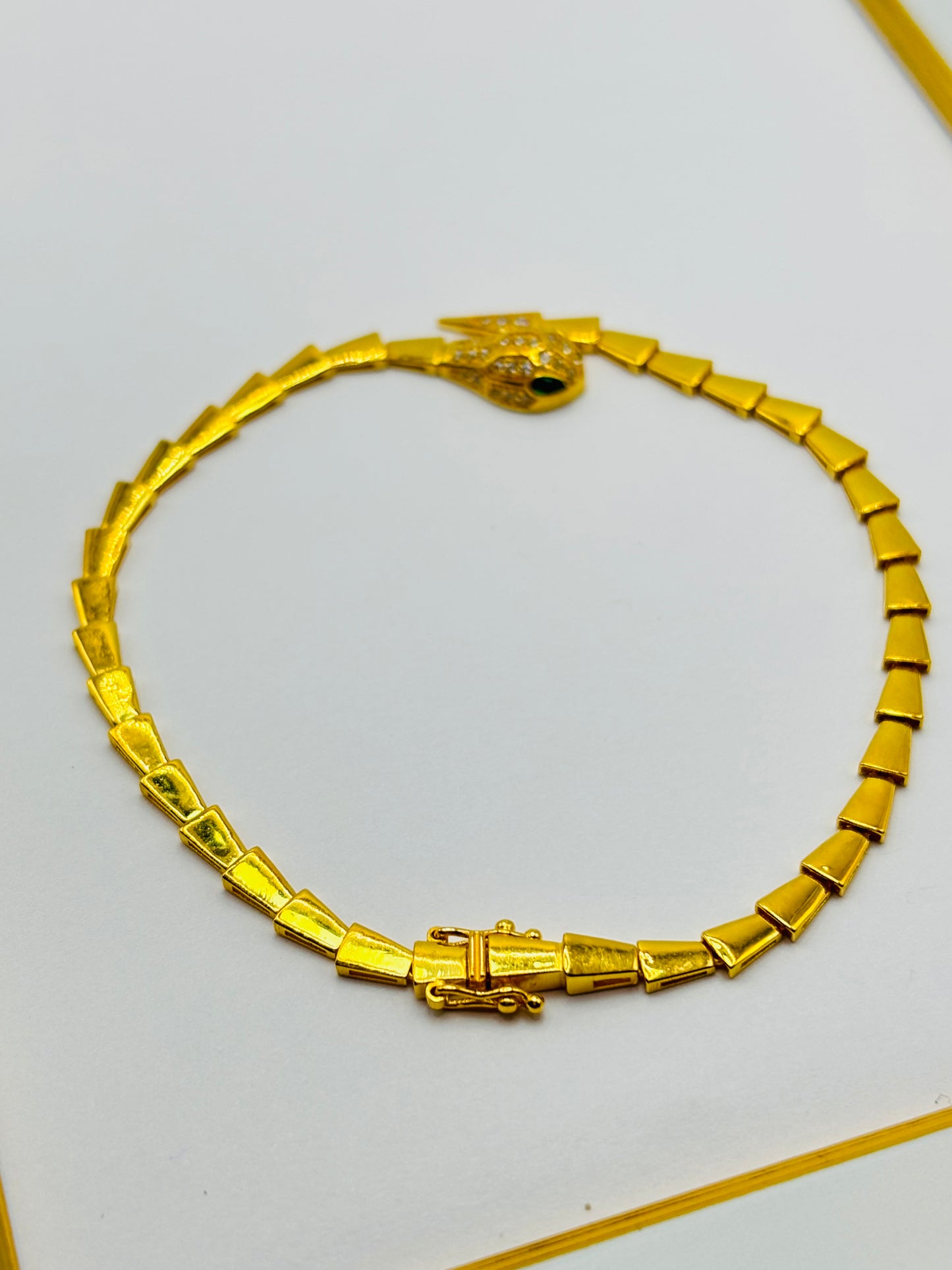 18K Gold Serpentine Triple Lock Bracelet