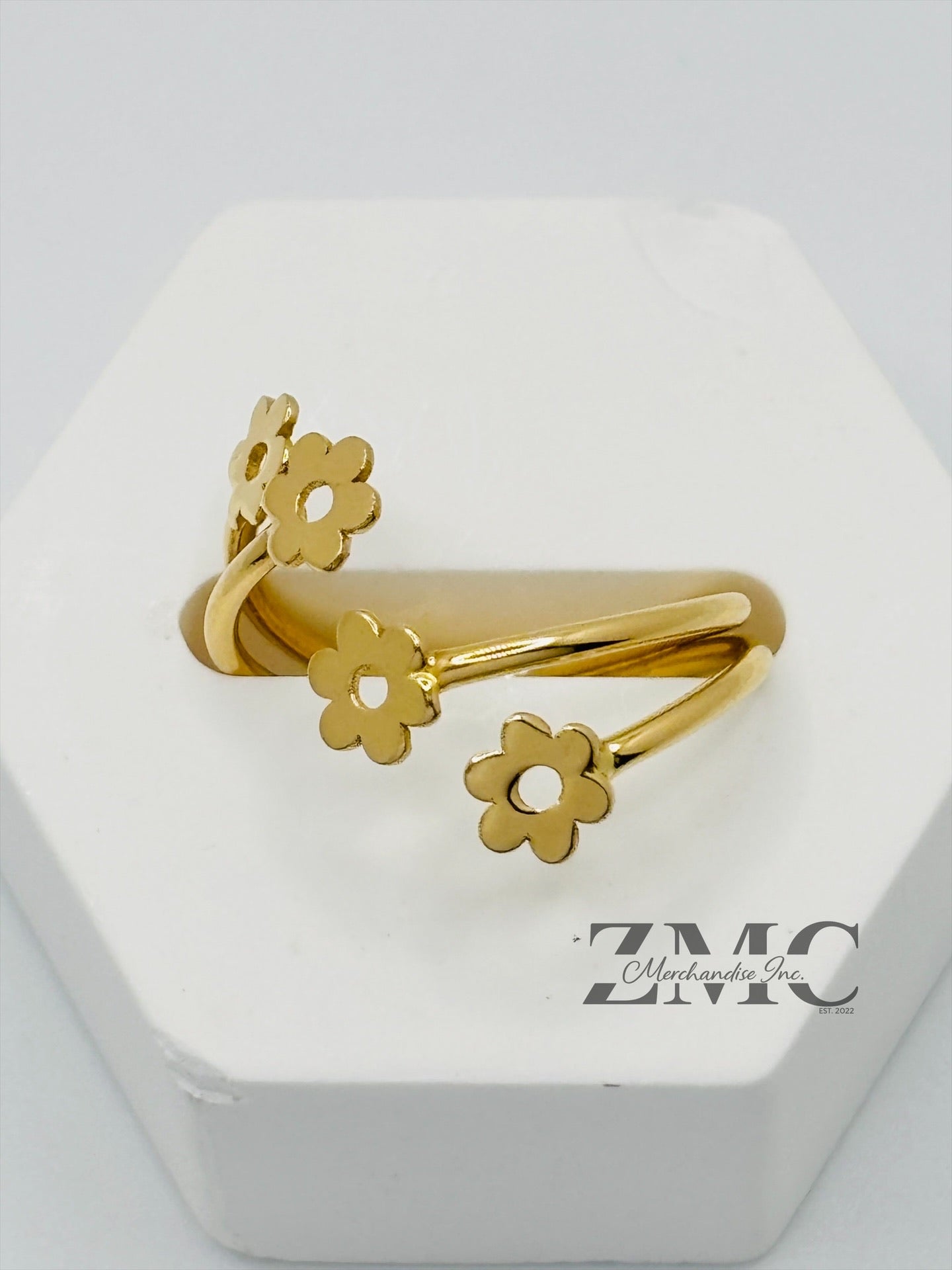 18K Gold Spiral Flower Ring