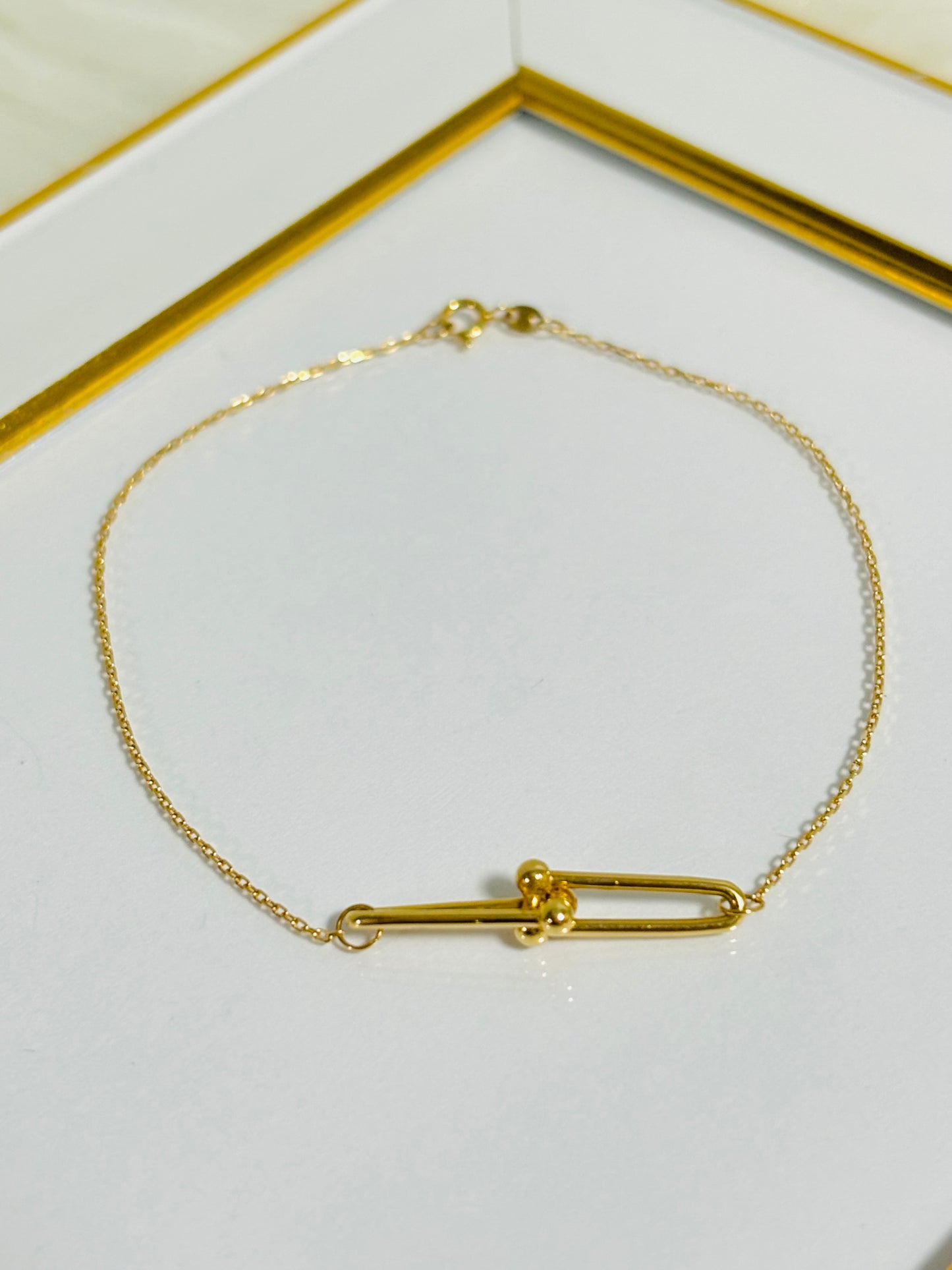 18K Gold Hardware and Link Combination Bracelet (Single)