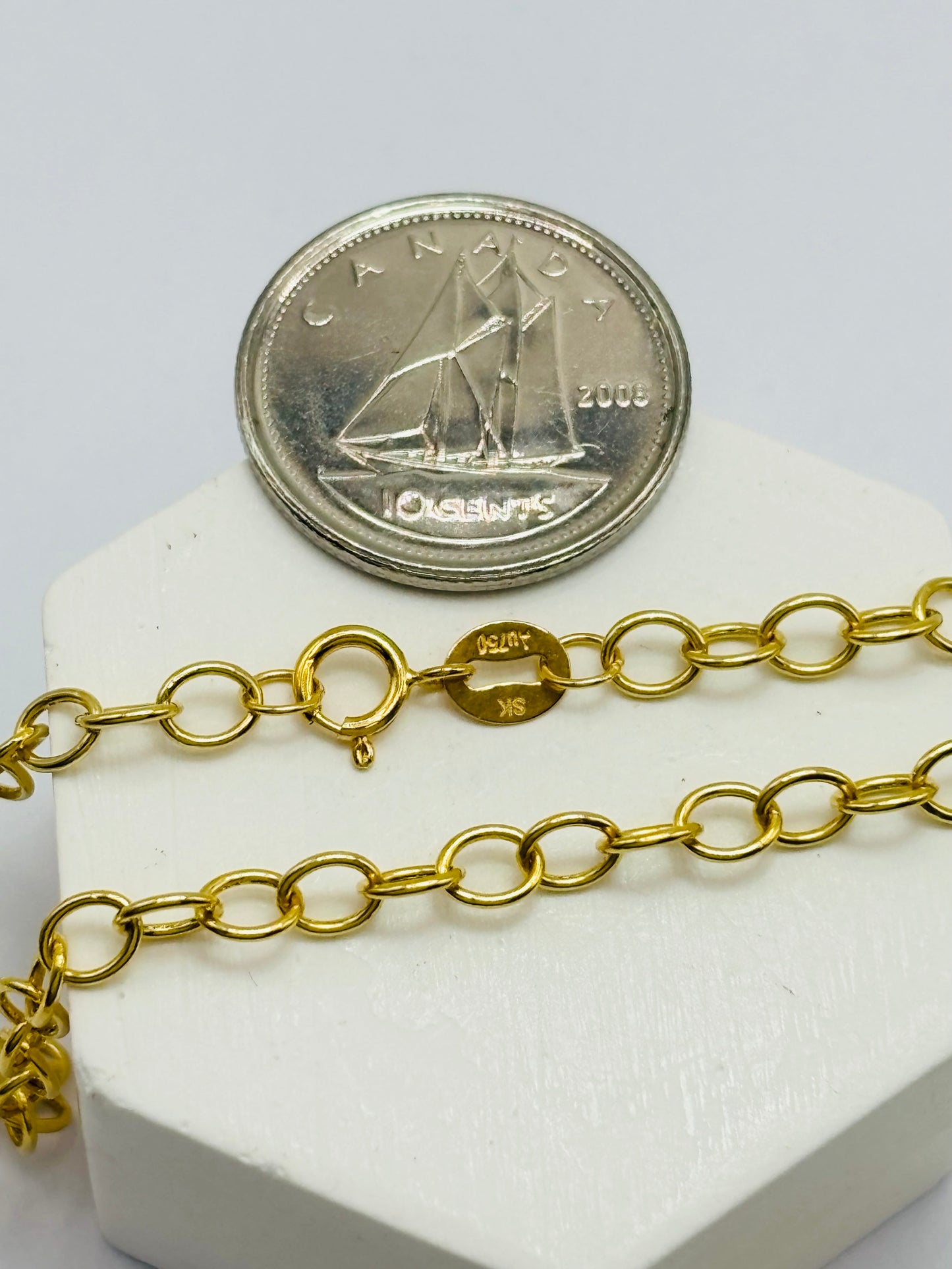 18K Gold Circle Chain with K18 Japan Gold Heart Necklace
