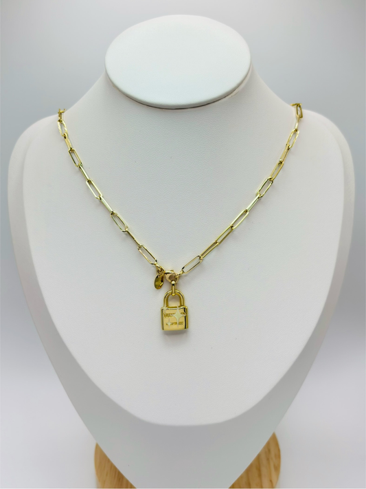 K18 Japan Gold Padlock Necklace