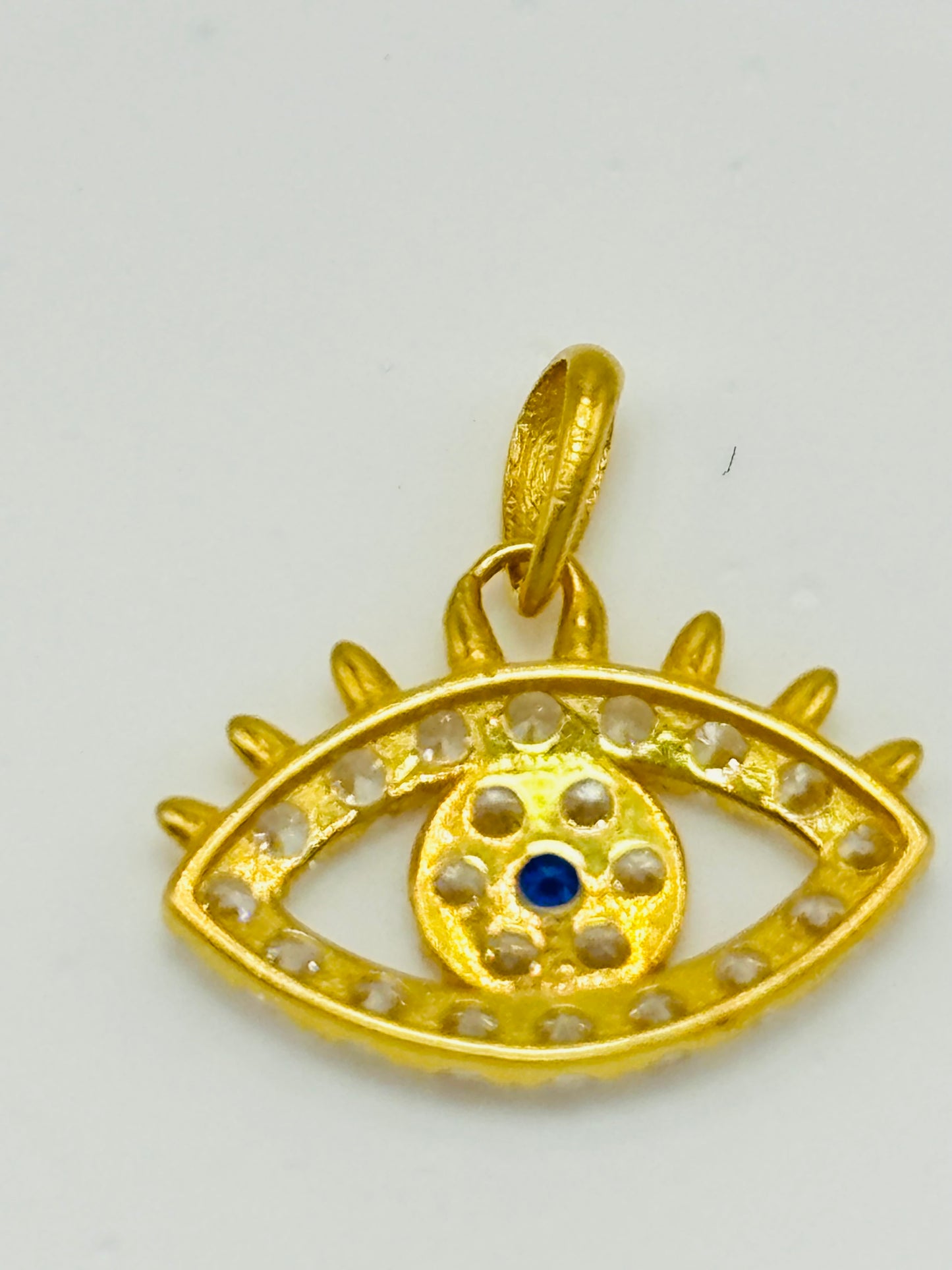 18K Gold Evil Eye Pendant with Zircon Stone
