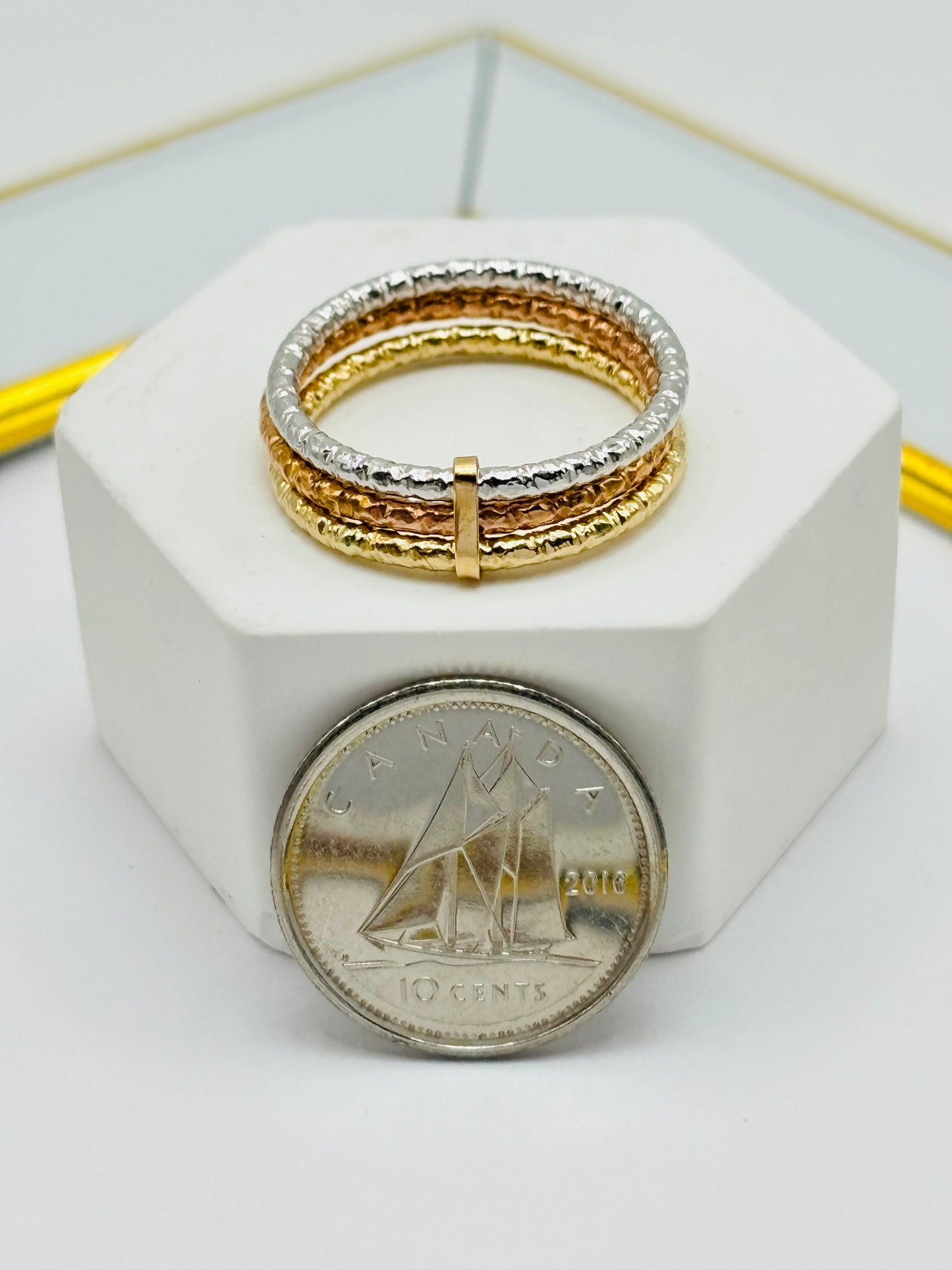 18K Gold Tri-color 3 Ring