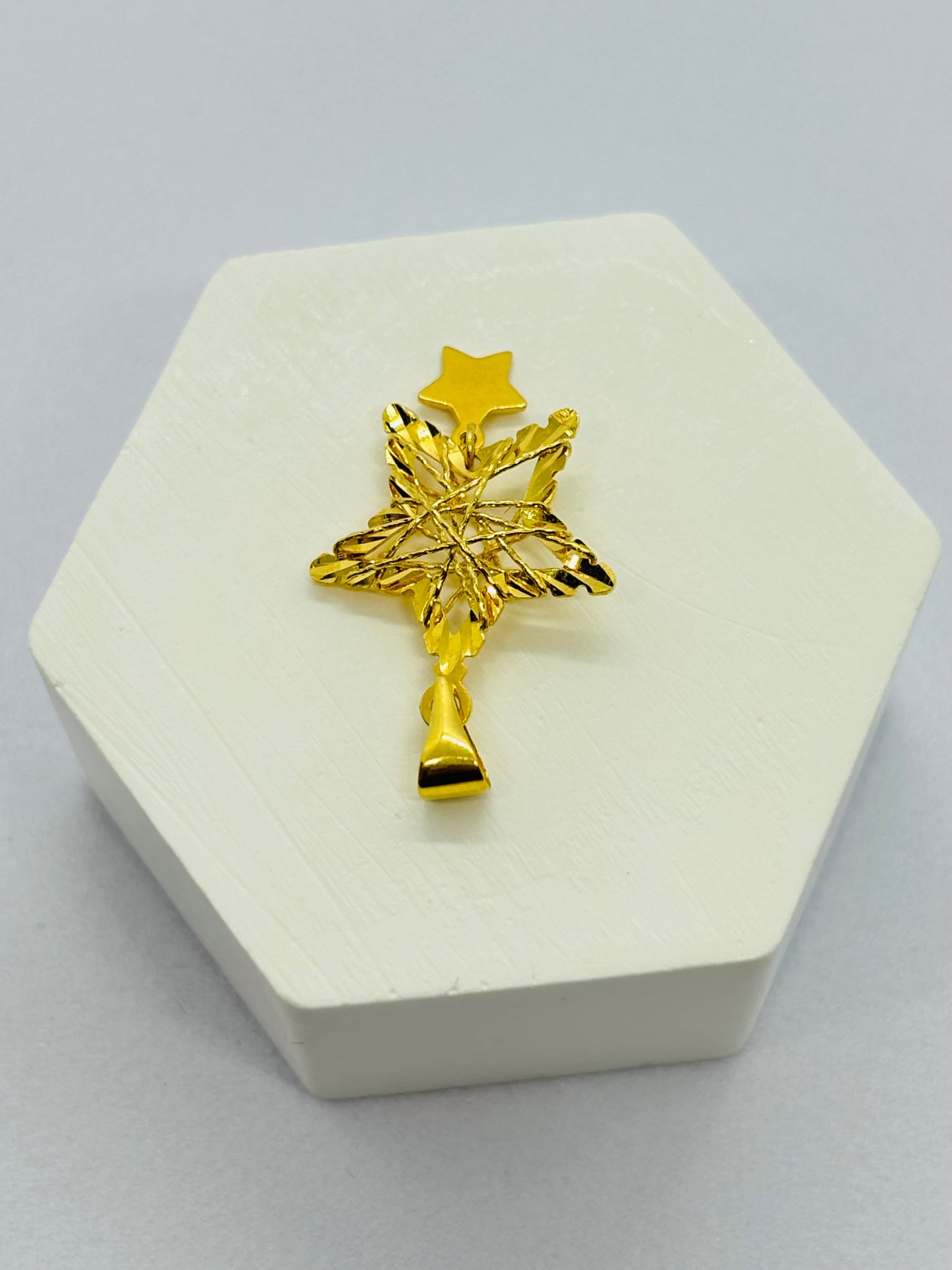18K Gold Double Star Pendant