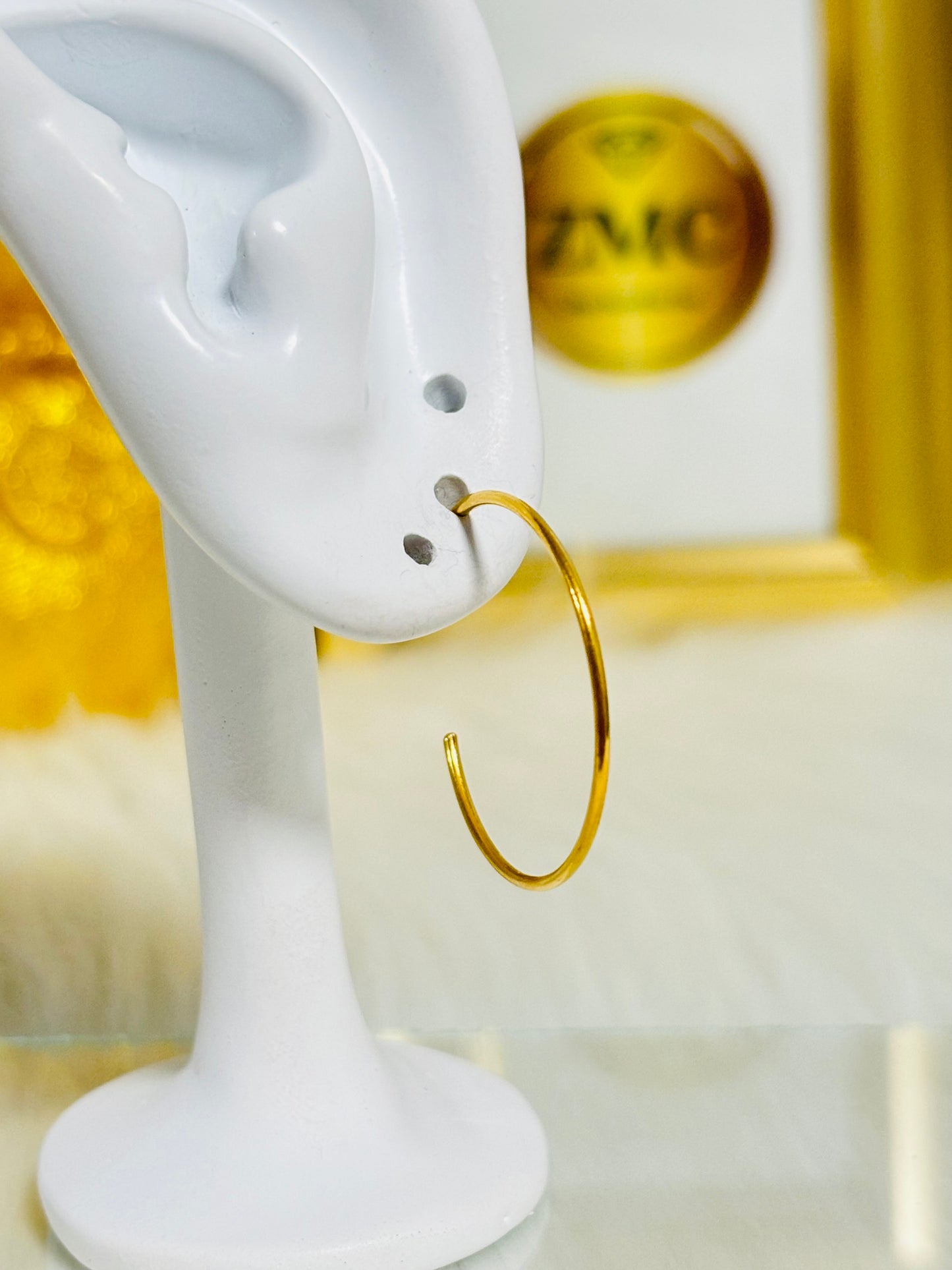 18K Gold Stud Loop Earrings