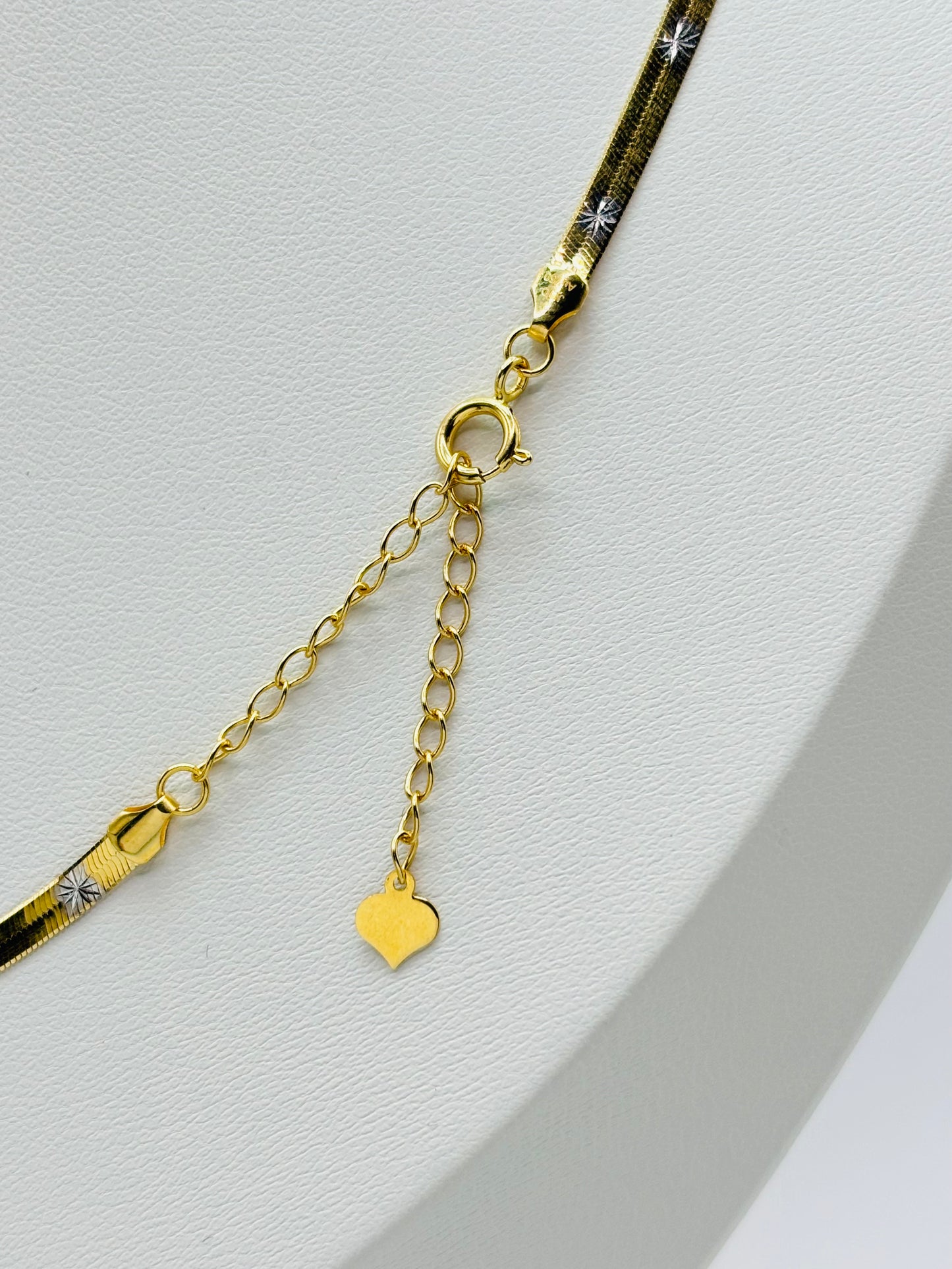 18K Gold Flat Chain with White Gold Design