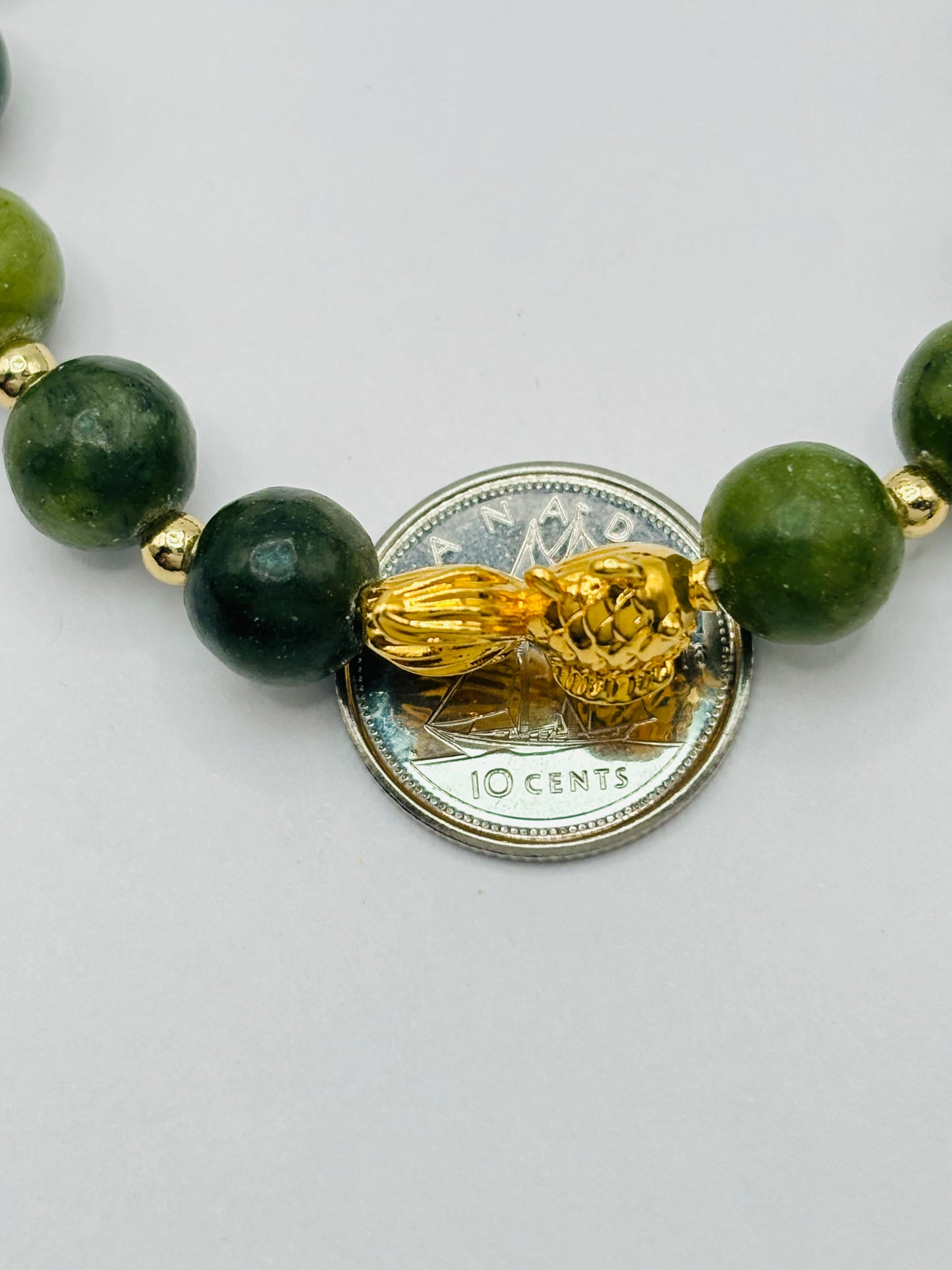 18K Gold Lucky Koi Fish Jade Stone ( Hollow Empty Inside) Medium Size