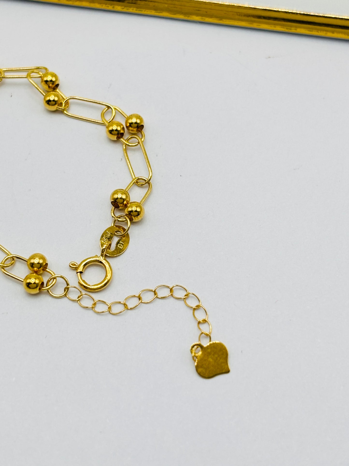 18K Gold Micro Hardware with Heart Bracelet
