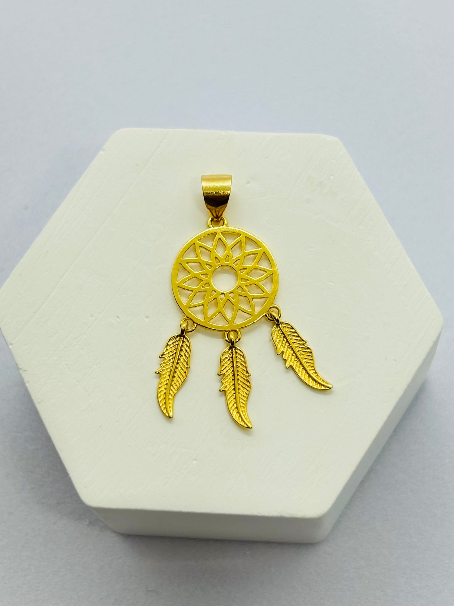 18k Gold Dream Cather Pendant