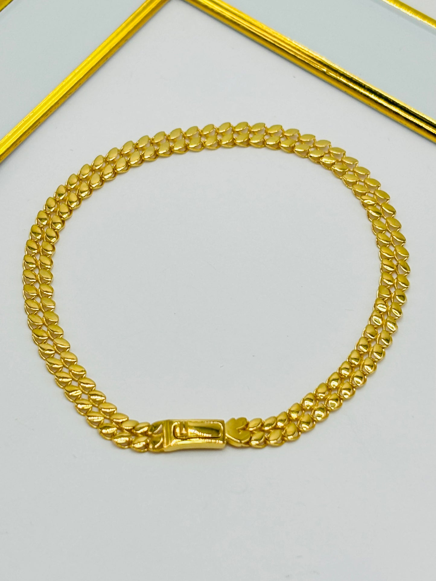 18K Gold Mini Double Damascus Bracelet