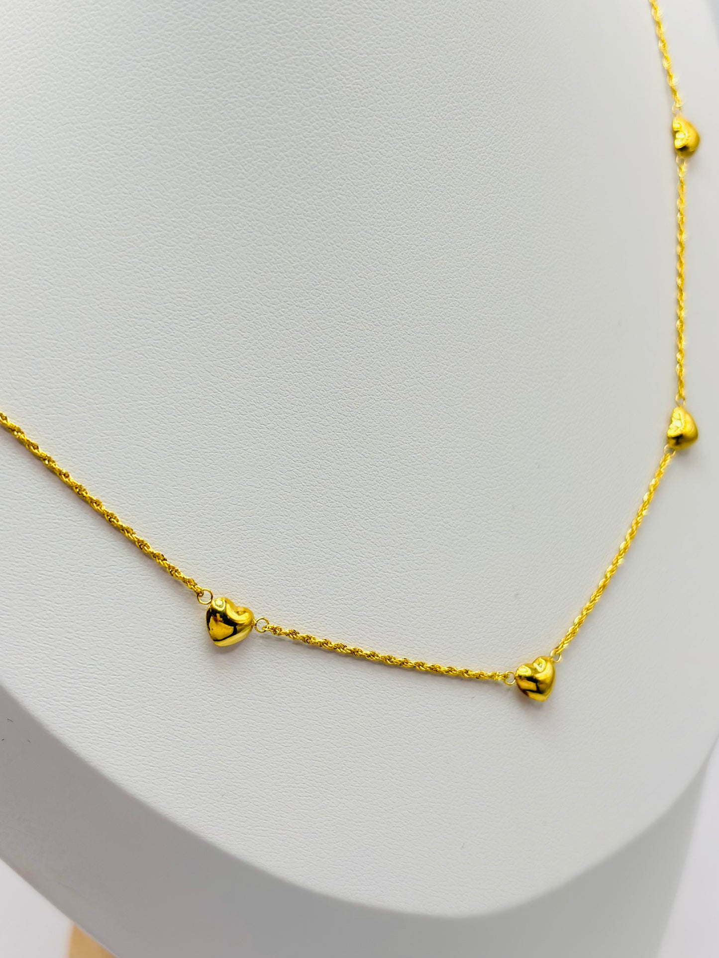 18K Gold Rope with Attached Heart Necklace