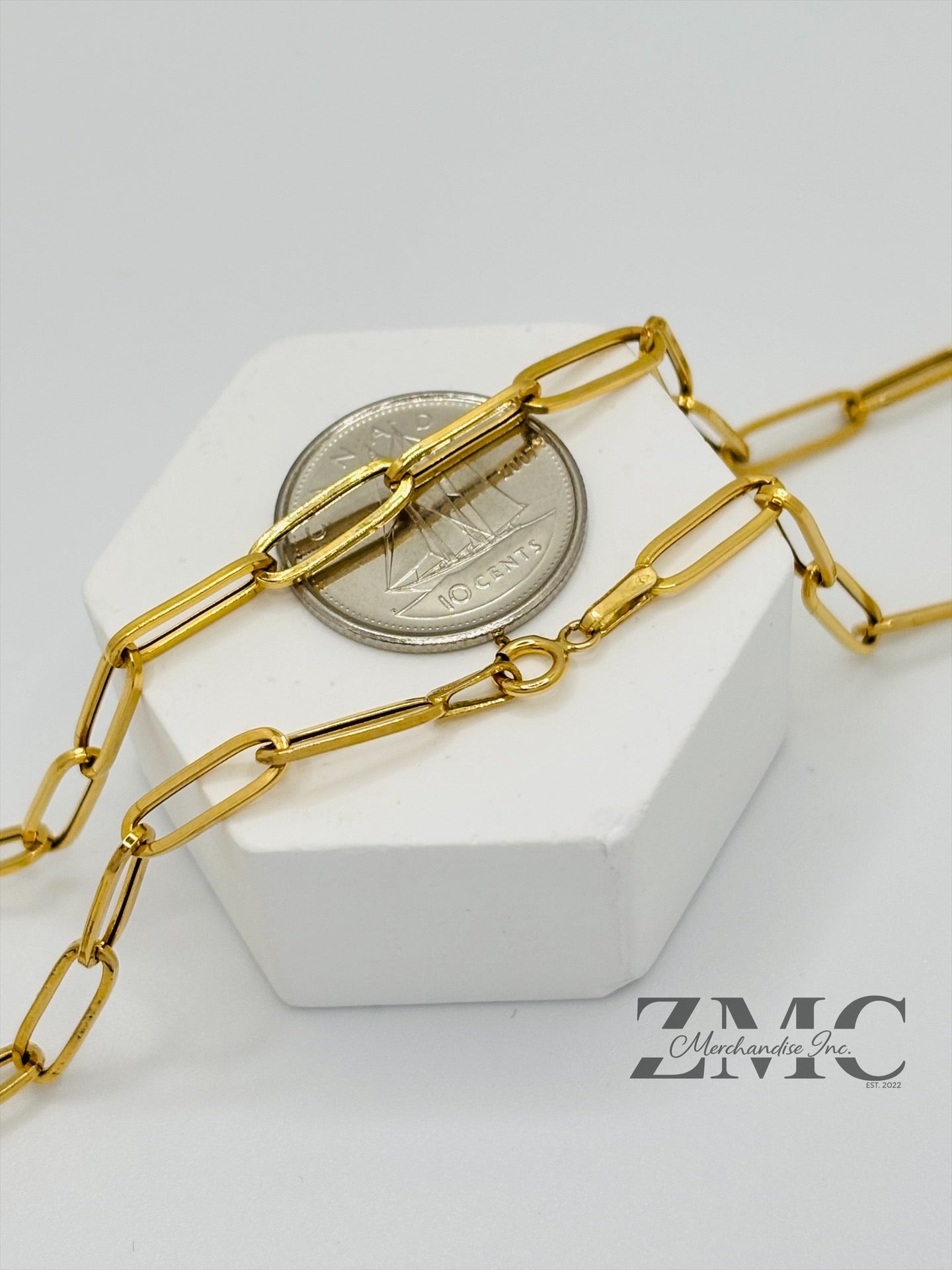 18K Gold Paperclip Chain 10 mm Link