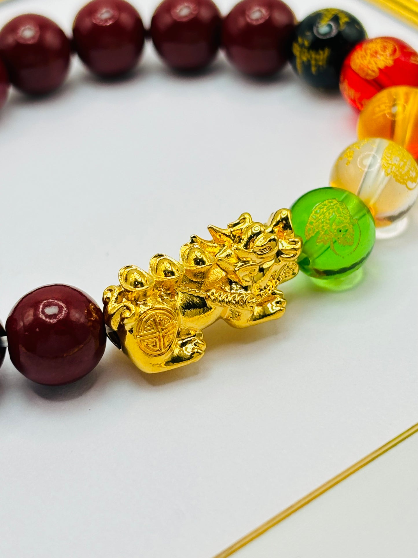 18K Gold Lucky Piyao/ Pi Xiu Five Gods of Wealth Stone ( Hollow Empty Inside) Extra Large Size