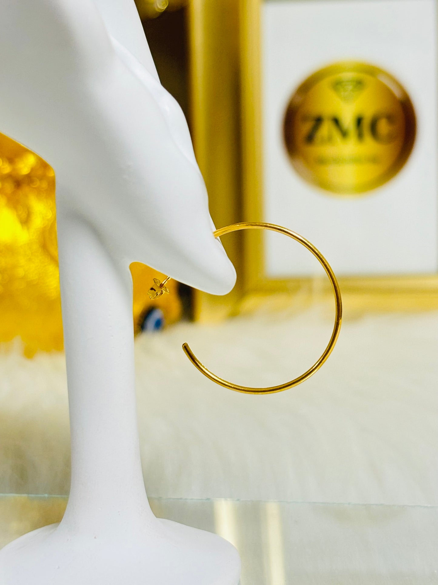 18K Gold Stud Loop Earrings