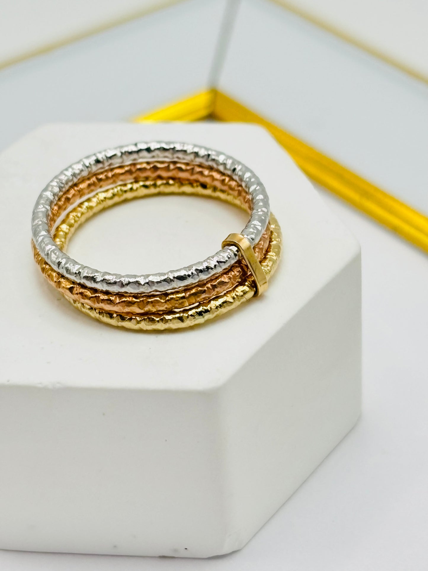 18K Gold Tri-color 3 Ring