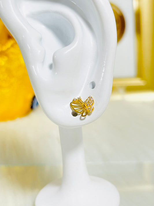 18K Gold Butterfly Moissanite Diamond Earrings