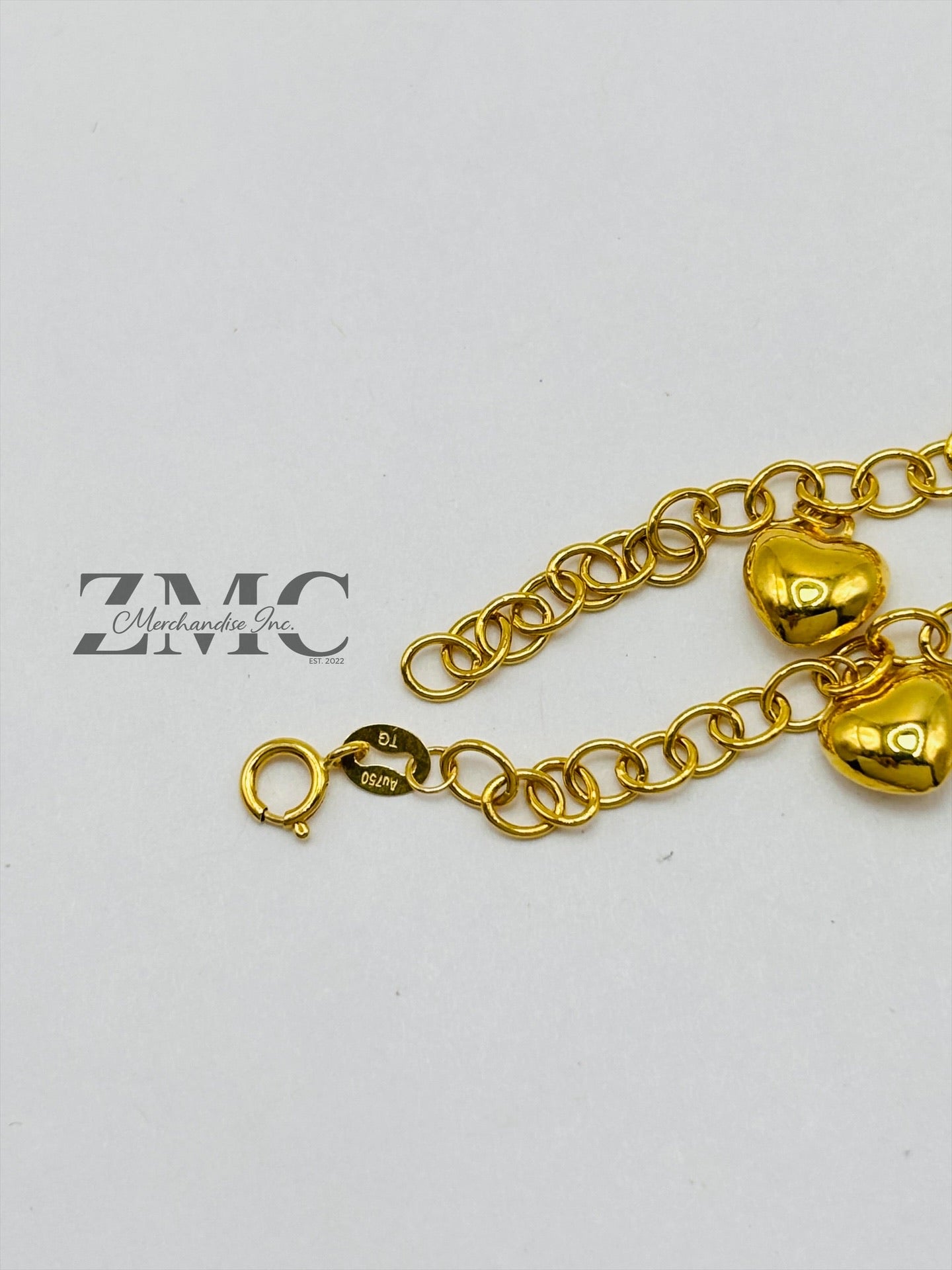 18K Gold Heart Charm Bracelet