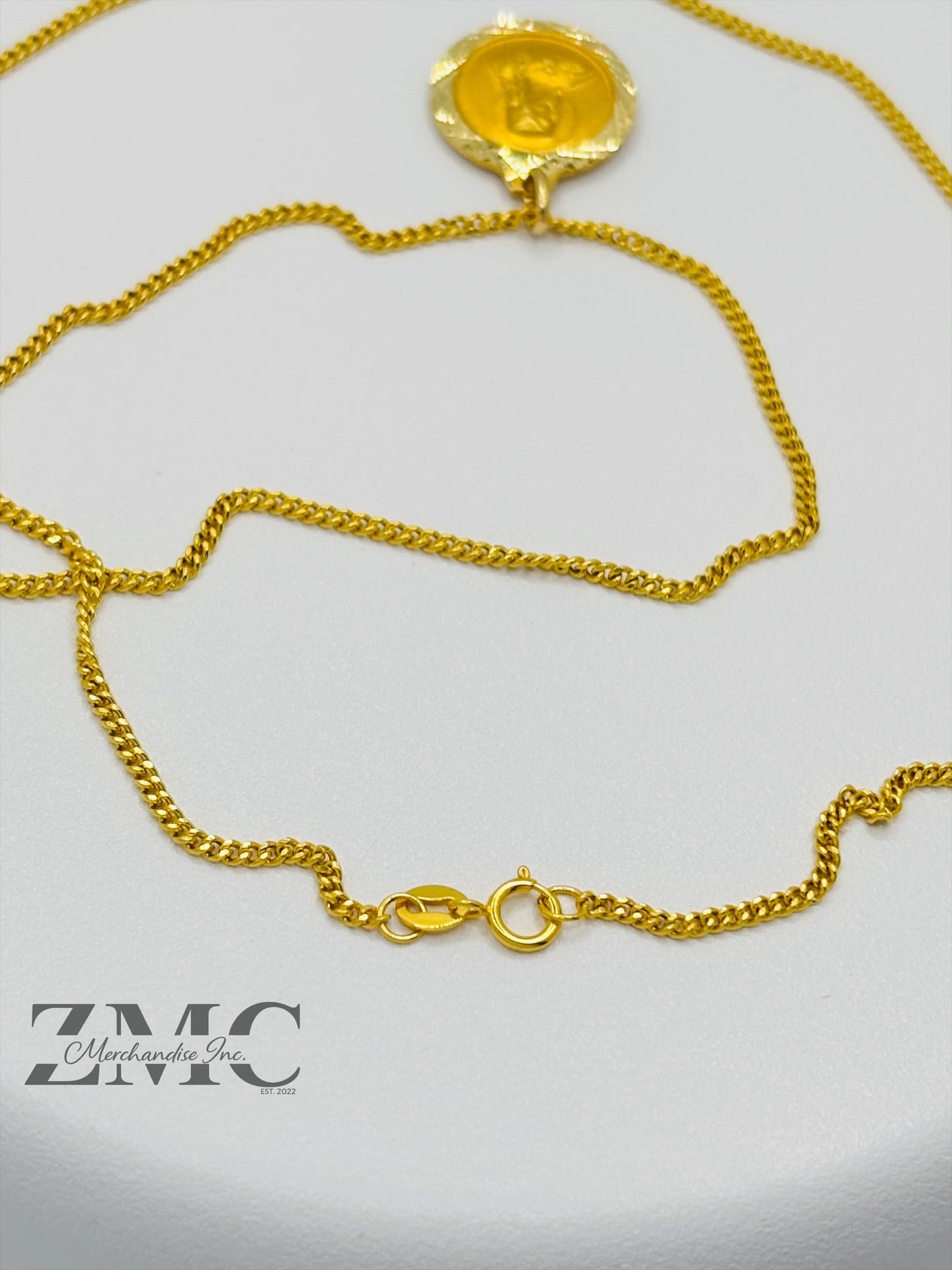 18K Gold Jesus/Mary Necklace