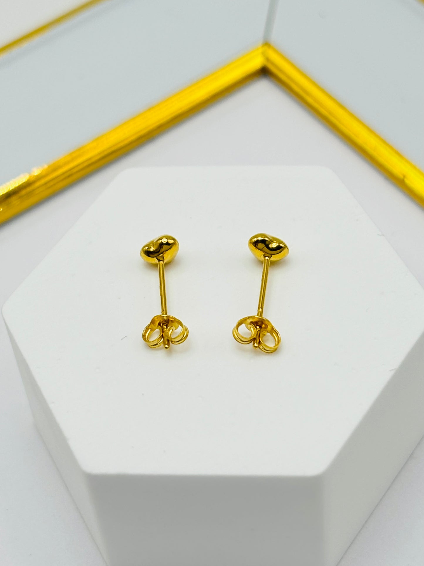 18K Gold Plain Small Heart Kids Earrings