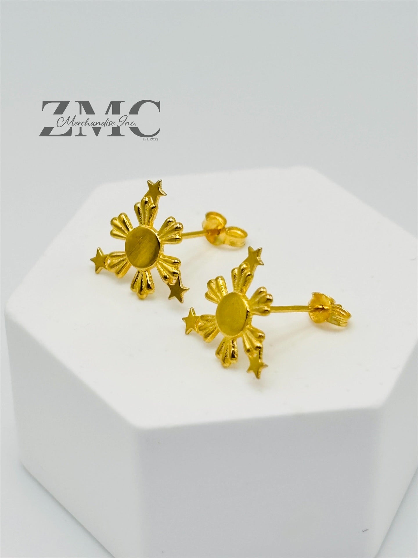 18K Gold 3 Star and Sun