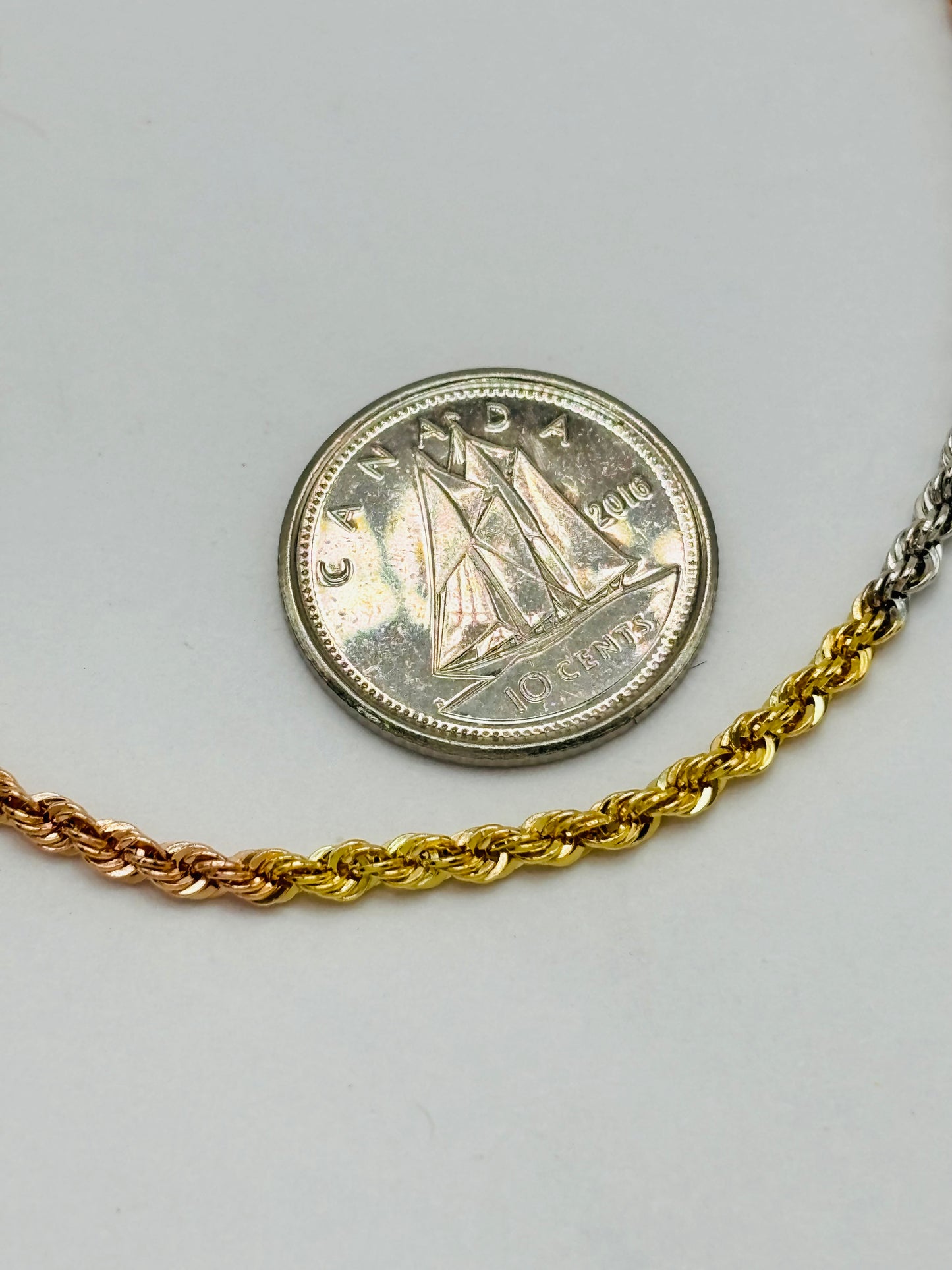 18K Gold Tri-color Rope Bracelet