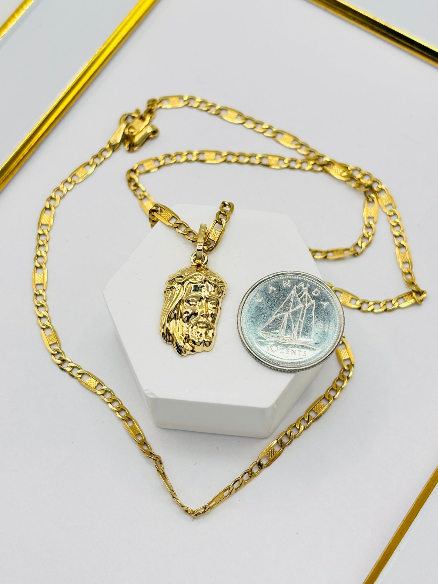 18K Gold Jesus Face Necklace